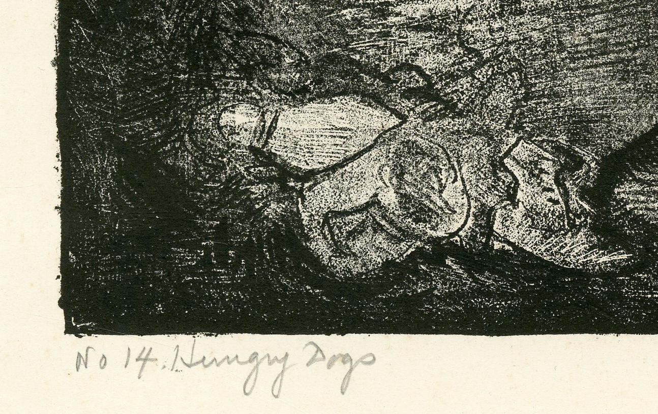 Hungry Dogs, Second State
Lithograph, 1916
Considered to be the artist's first lithograph
Signed, titled and numbered in pencil by the artist (see photo)
Titled 