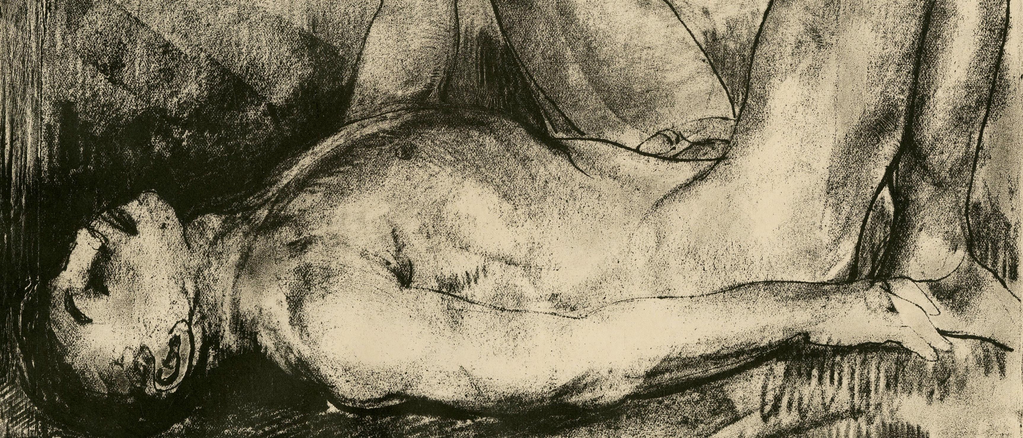 Homme sur le dos, nu - Ashcan School Print par George Wesley Bellows