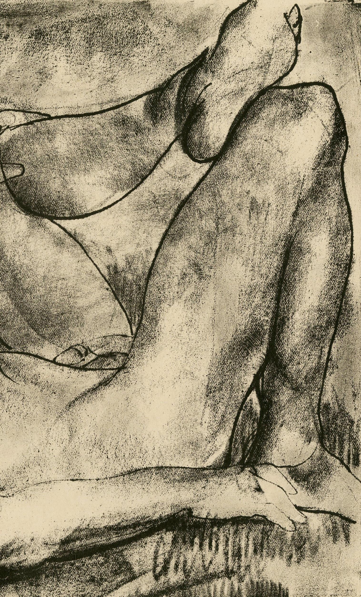 Homme sur le dos, nu
Lithographie, C.C. 1916
Signé par l'artiste en bas à droite : Geo Bellows (voir photo)
Annoté en bas à gauche : No. 3 par l'artiste (voir photo)
Épreuve d'essai non annotée entre i/II et ii/II, avec des détails supplémentaires à