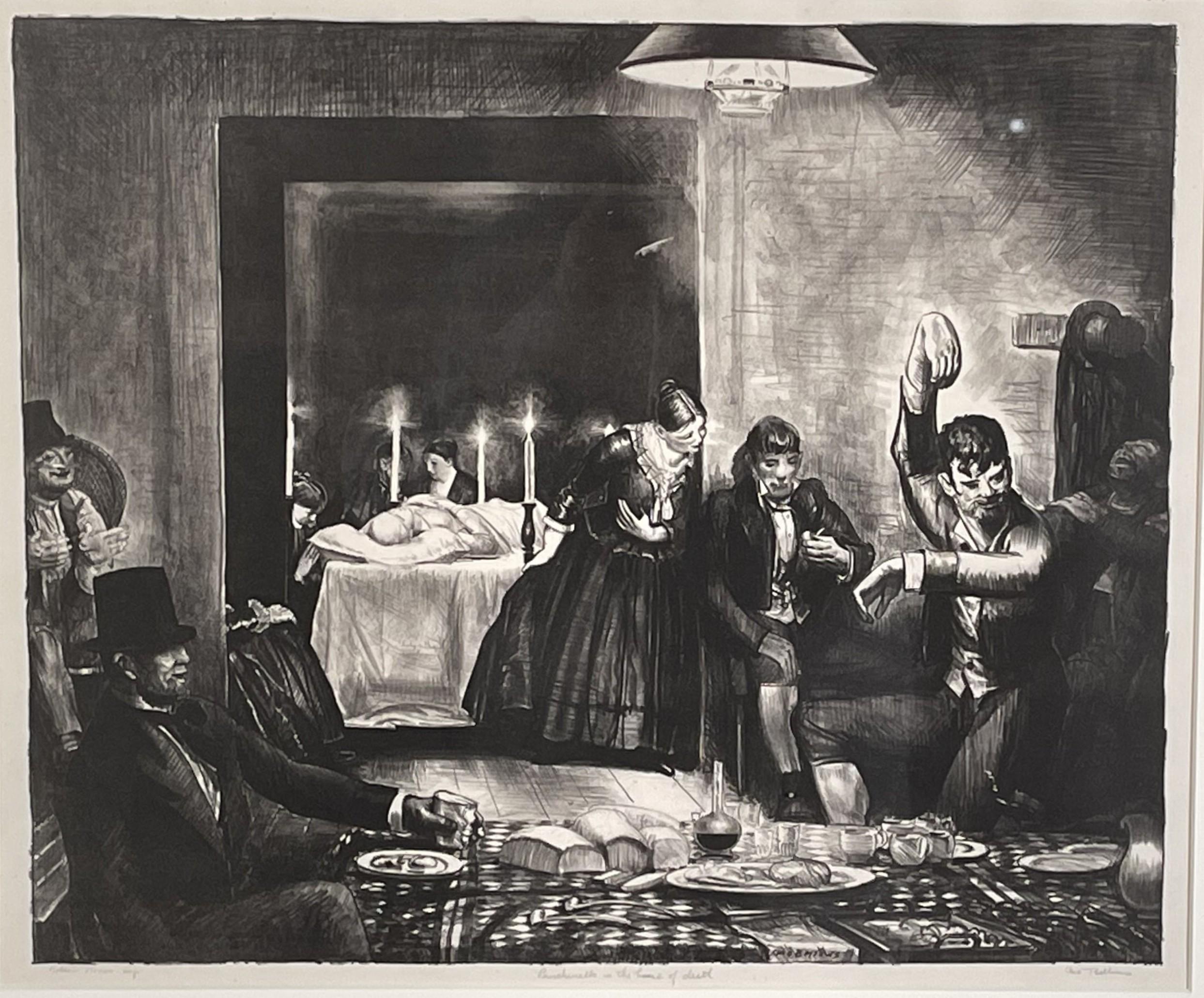 Interior Print de George Wesley Bellows - PUNCHINELLO EN LA CASA DE LA MUERTE.