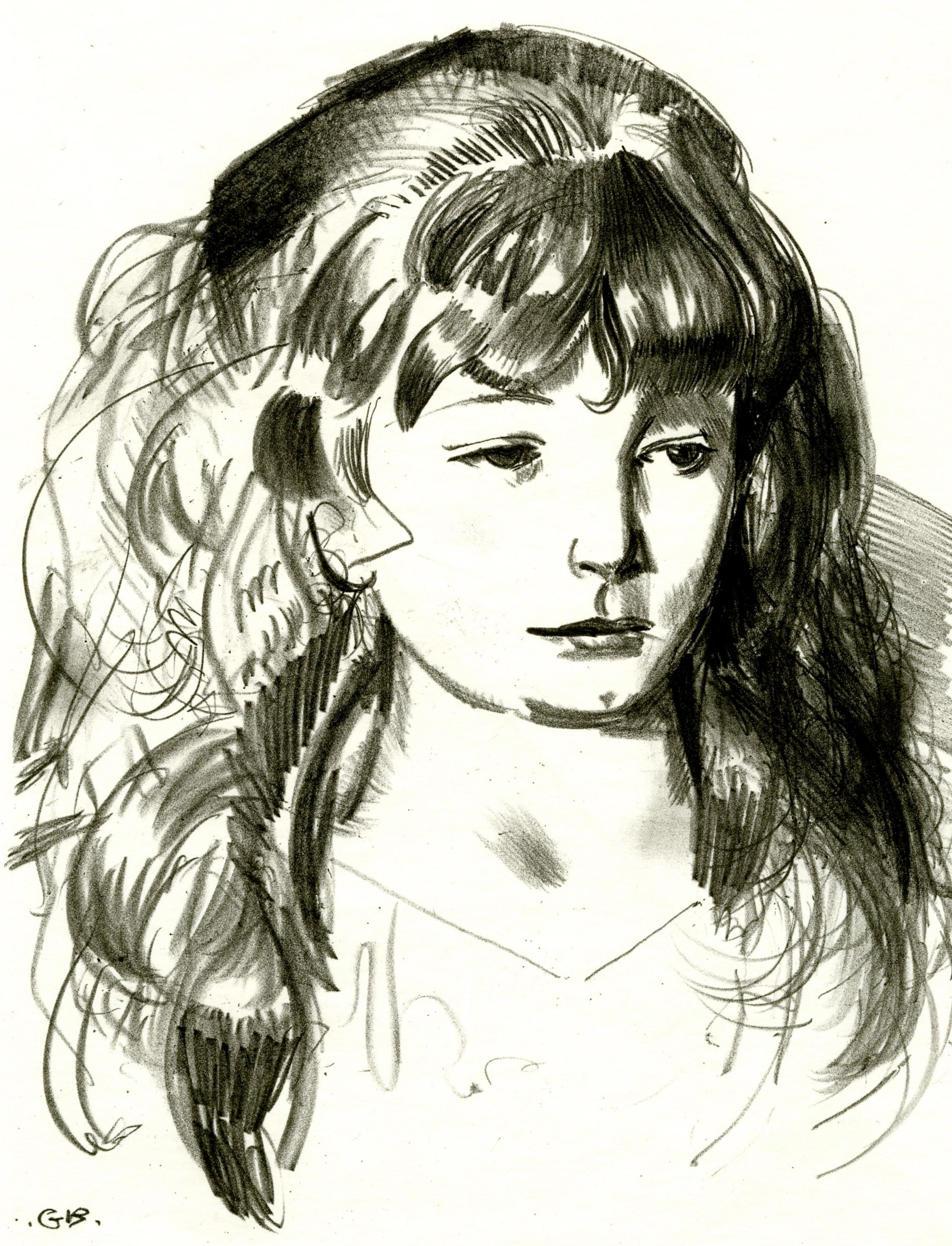 Eine Skizze von Anne (Weiß), Portrait Print, von George Wesley Bellows