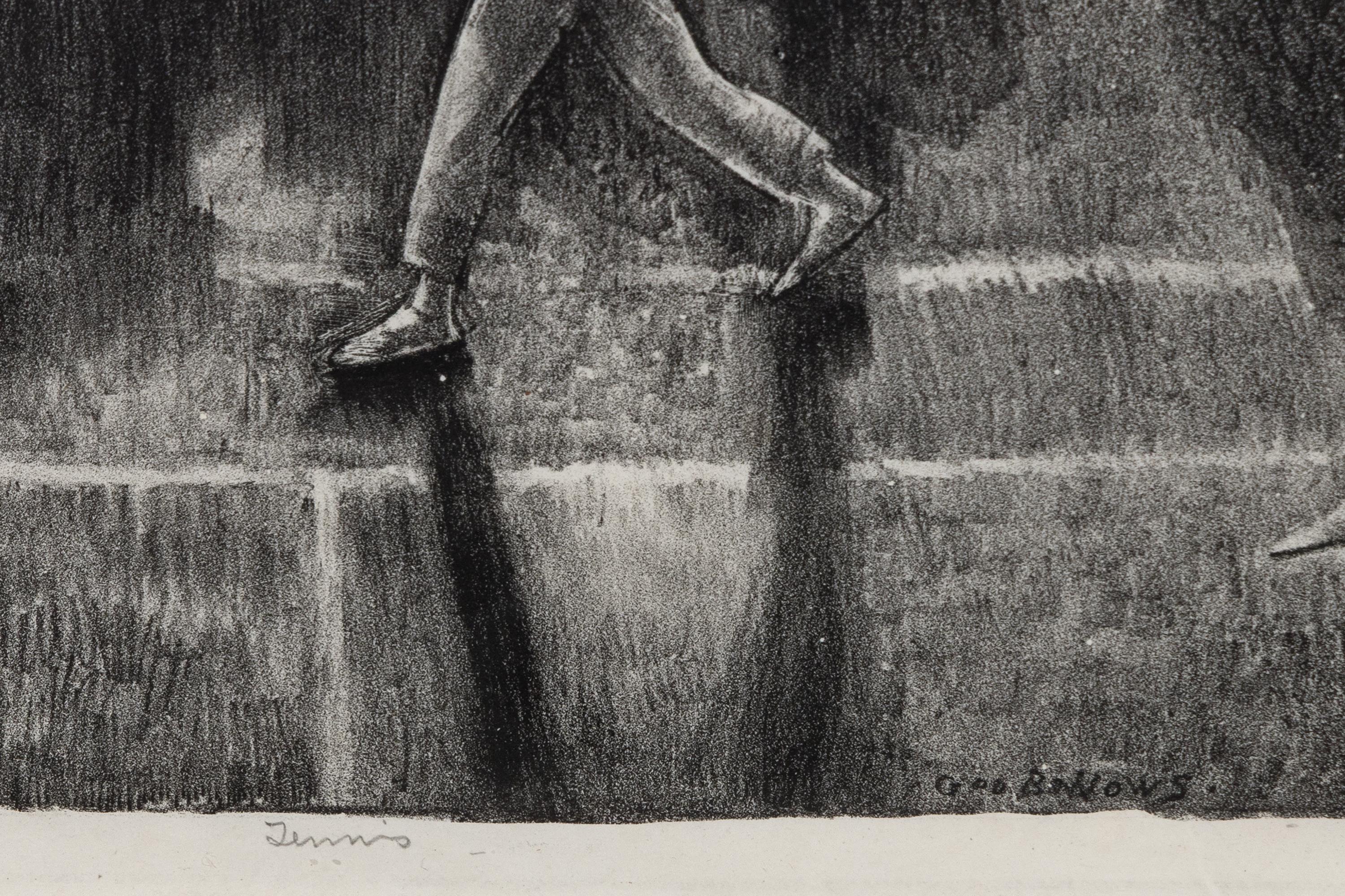 Tennis (Tennis Tournament) - Black Figurative Print by George Wesley Bellows