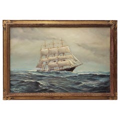 George Wheatley Clipper Ship Oil Painting, circa 1930s