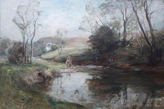 A Shady Pool - Scottish Edwardian Impressionist art landscape oil painting