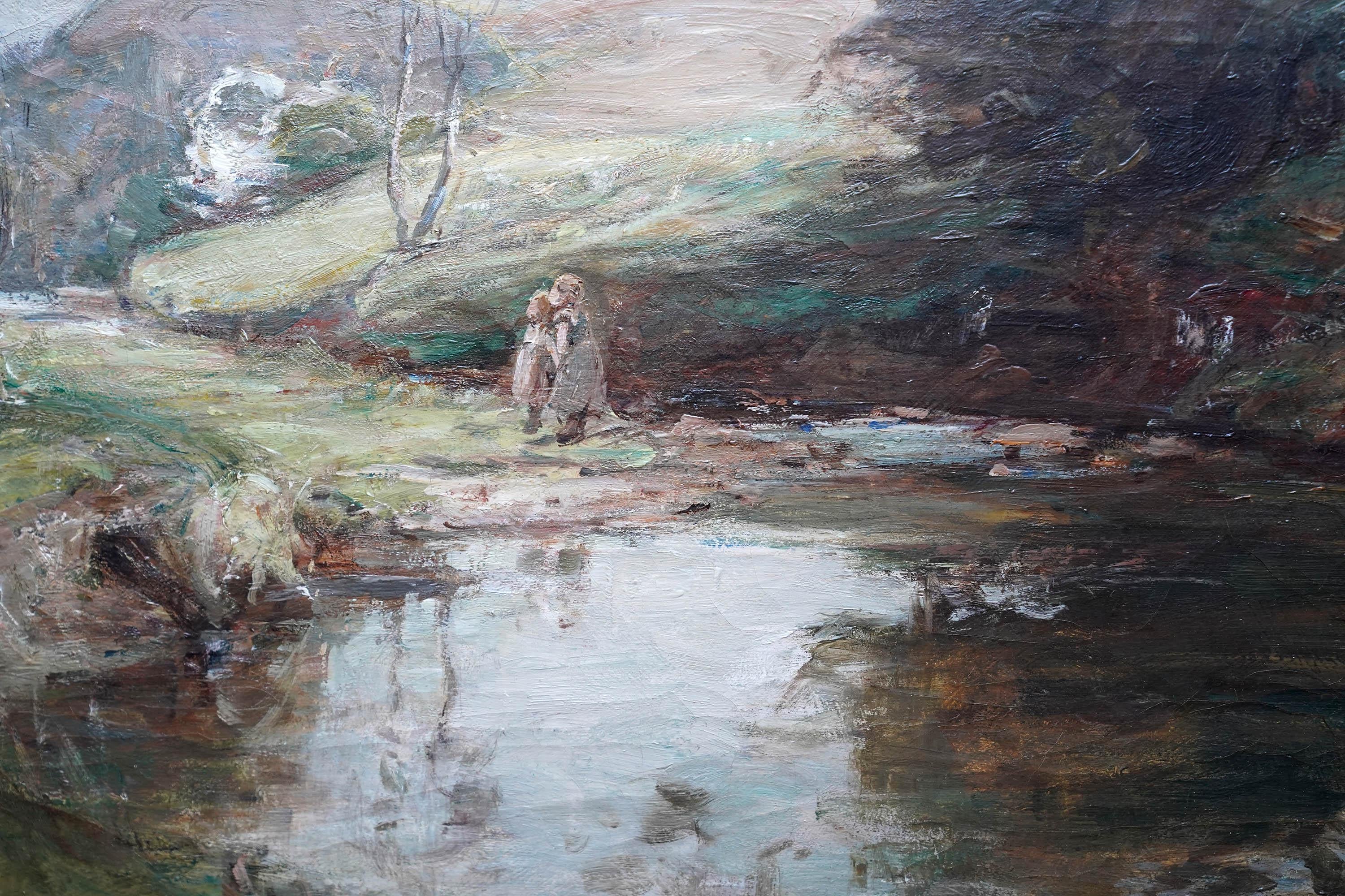 A Shady Pool - Scottish Edwardian Impressionist art landscape oil painting For Sale 1