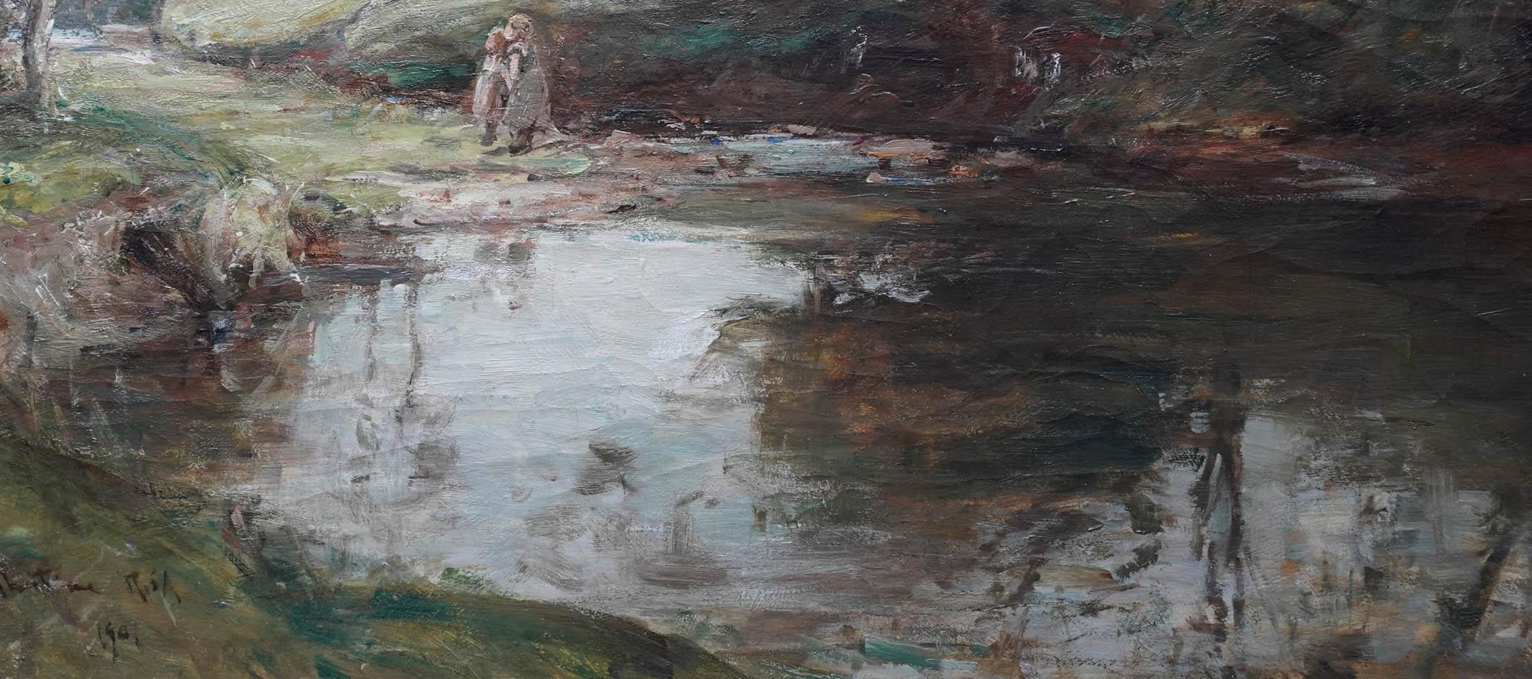 A Shady Pool - Scottish Edwardian Impressionist art landscape oil painting For Sale 3