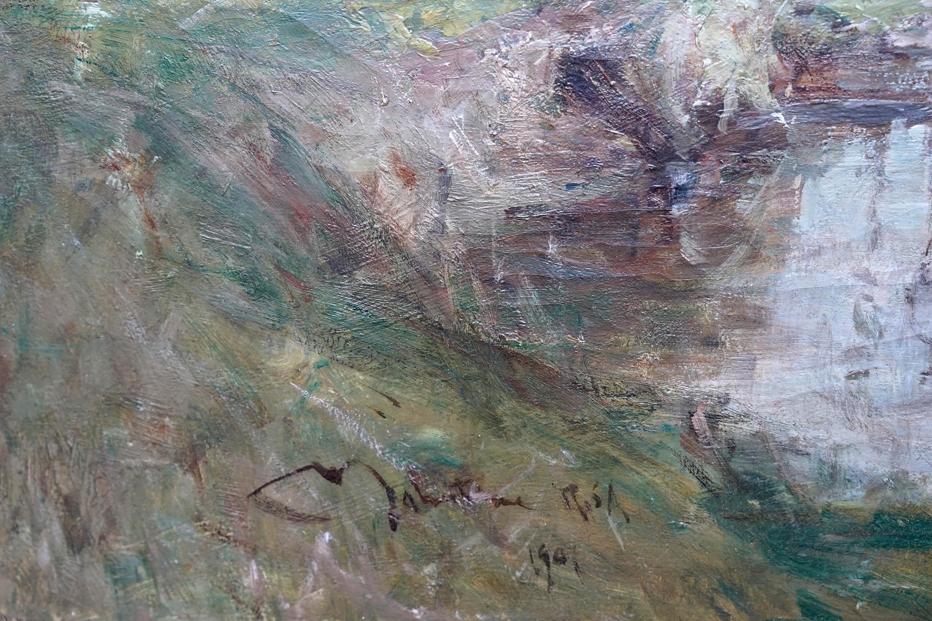 A Shady Pool - Scottish Edwardian Impressionist art landscape oil painting For Sale 4