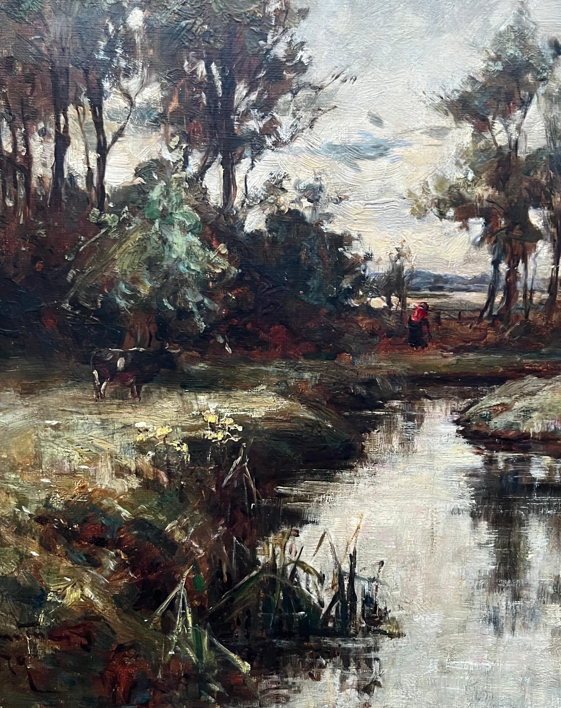 George Whitton Johnstone, Scottish 19th Century oil painting, river landscape 11