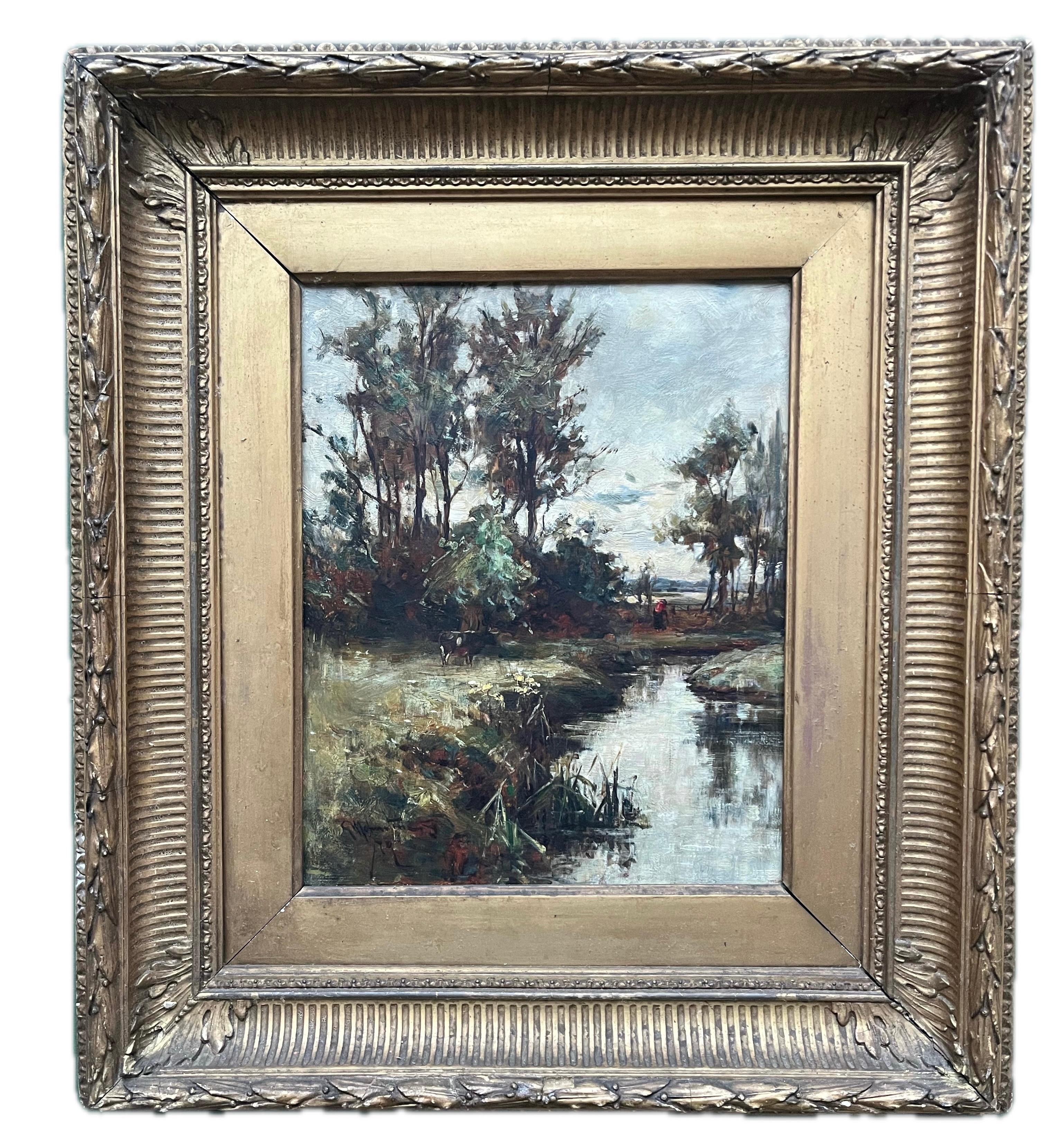 George Whitton Johnstone, Scottish 19th Century oil painting, river landscape 1