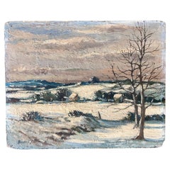 George William Bissill (1896-1973), Británico, Pintura al óleo , Paisaje de invierno