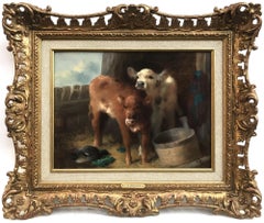 Barnyard Scene, Original Oil Painting