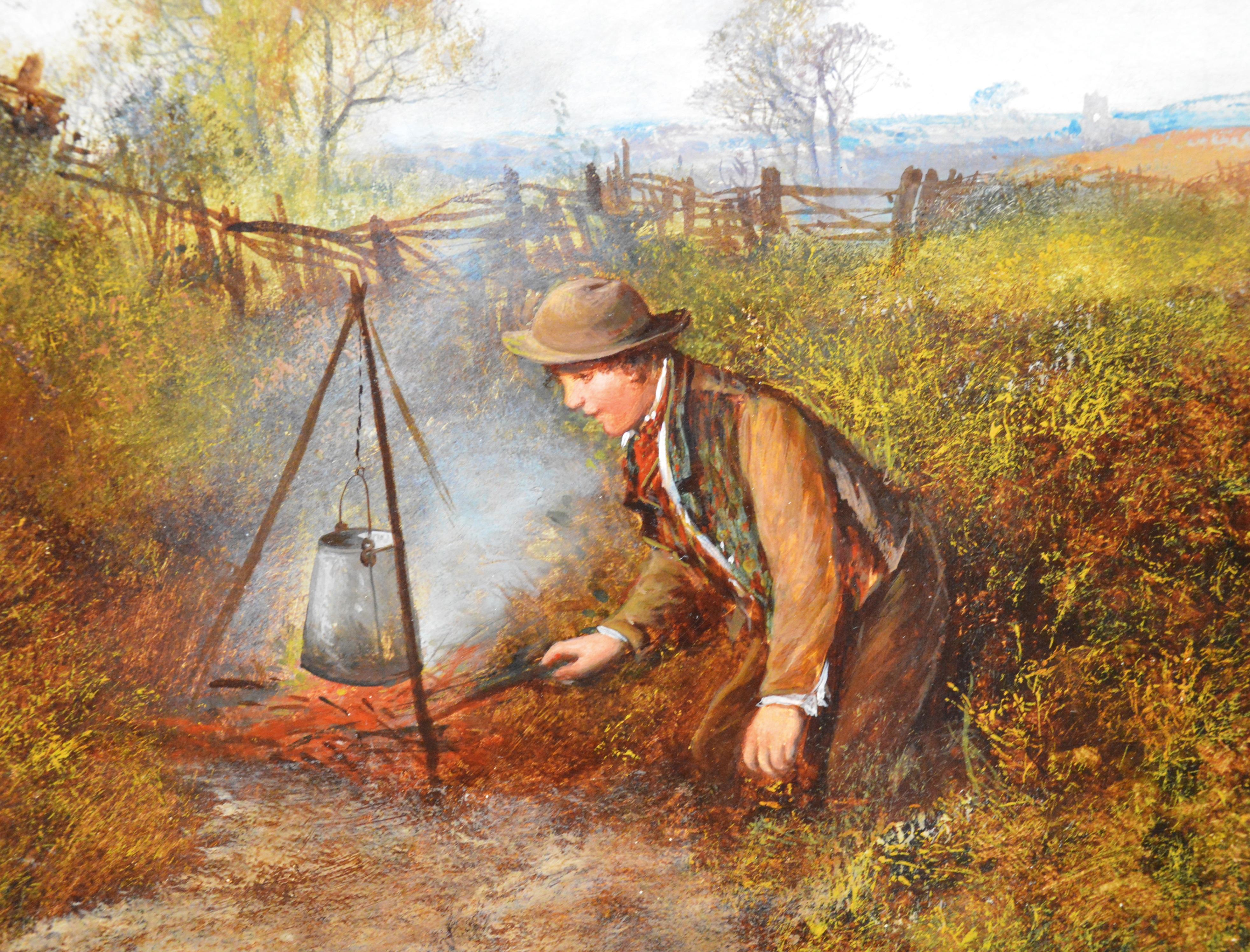 Children on the Common - Large 19th Century English Landscape Oil Painting 3