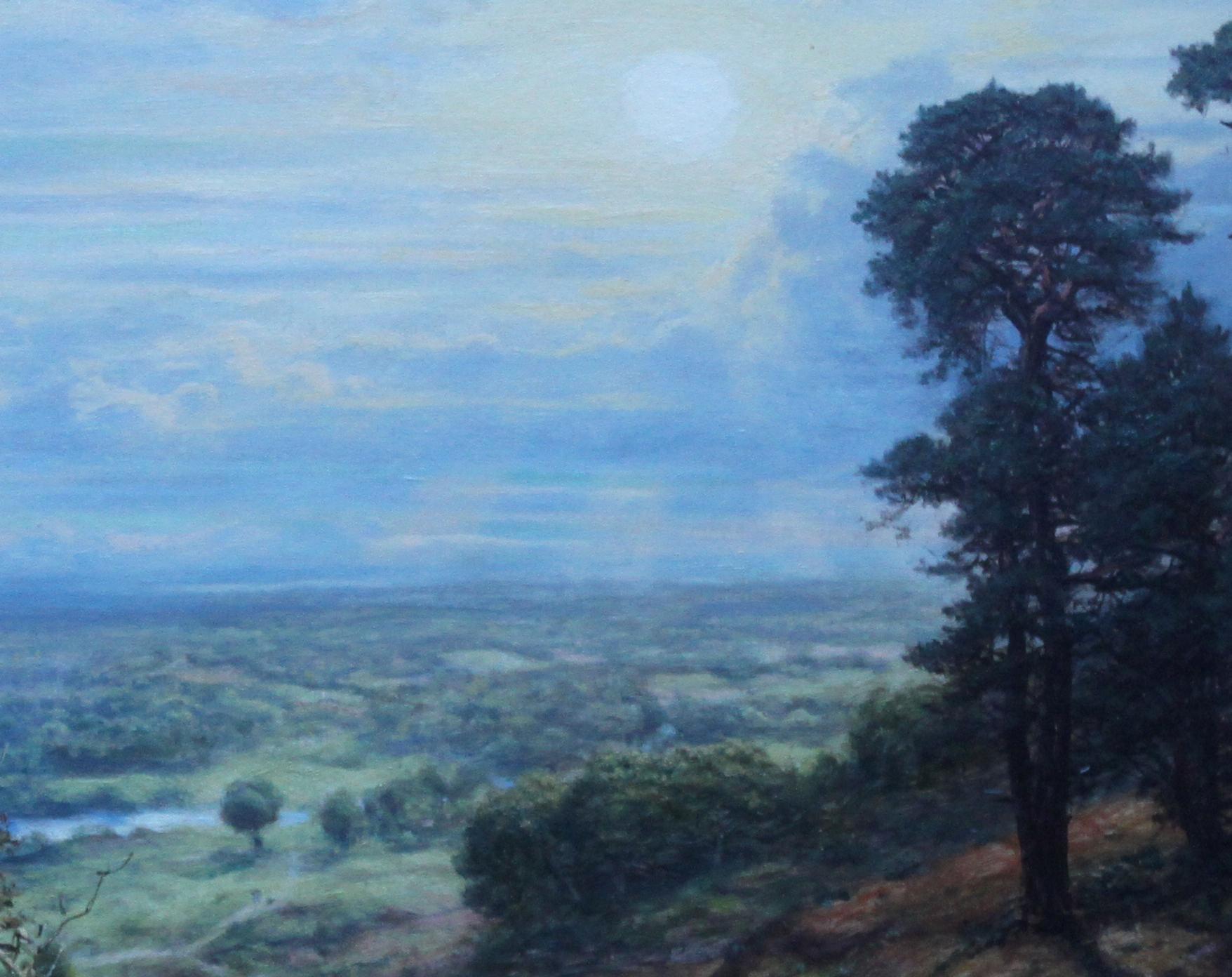 Sunset View from Coneyhurst Hill, Surrey - British 19thC landscape oil painting - Realist Painting by George William Mote