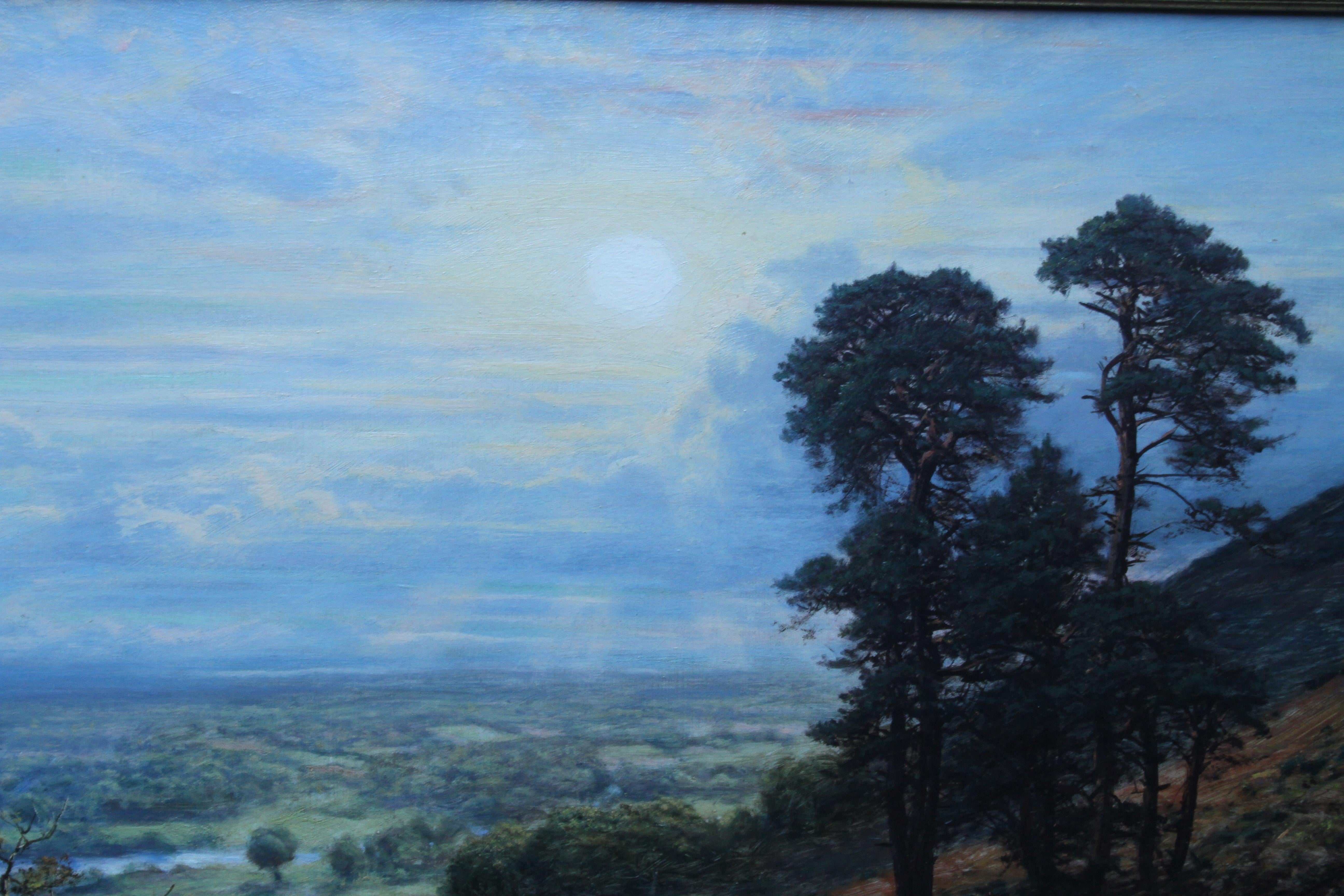 This charming Victorian landscape oil painting is by noted prolific exhibited British artist George William Mote. Mote was very fond of painting landscapes in Surrey and this is a particularly fine example of his work. The location is Coneyhurst