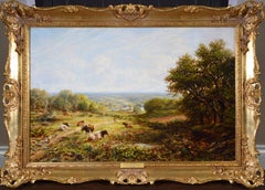 View from the North Downs, Surrey – englische Landschaft, Ölgemälde aus dem 19. Jahrhundert