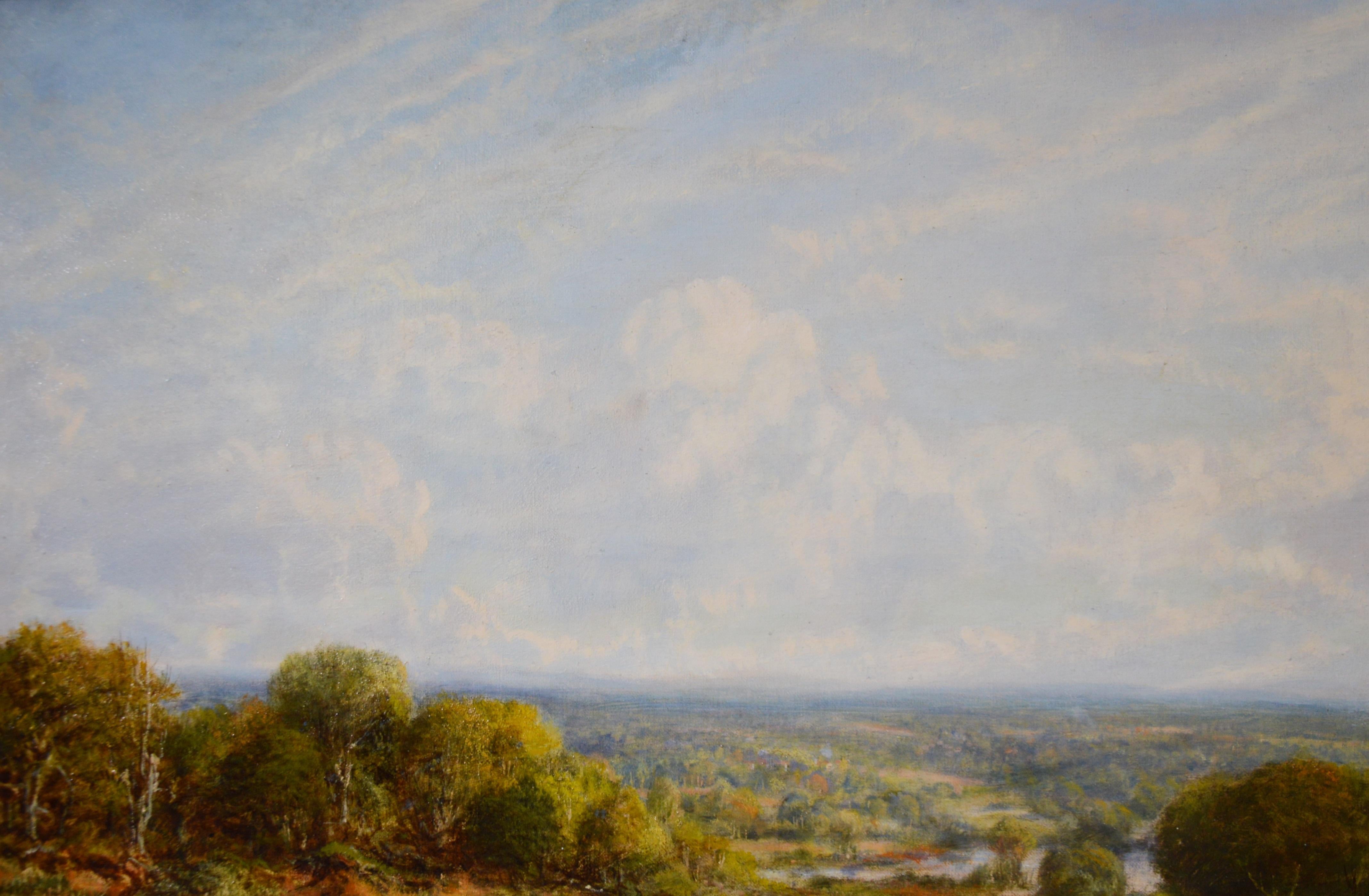 View from the North Downs, Surrey - 19th Century English Landscape Oil Painting 3