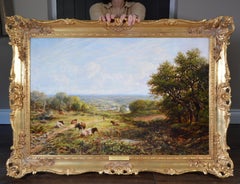View from the North Downs, Surrey - 19th Century English Landscape Oil Painting