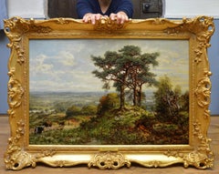 Blick von den Surrey Hills - viktorianisches Landschaftsölgemälde aus dem 19. Jahrhundert