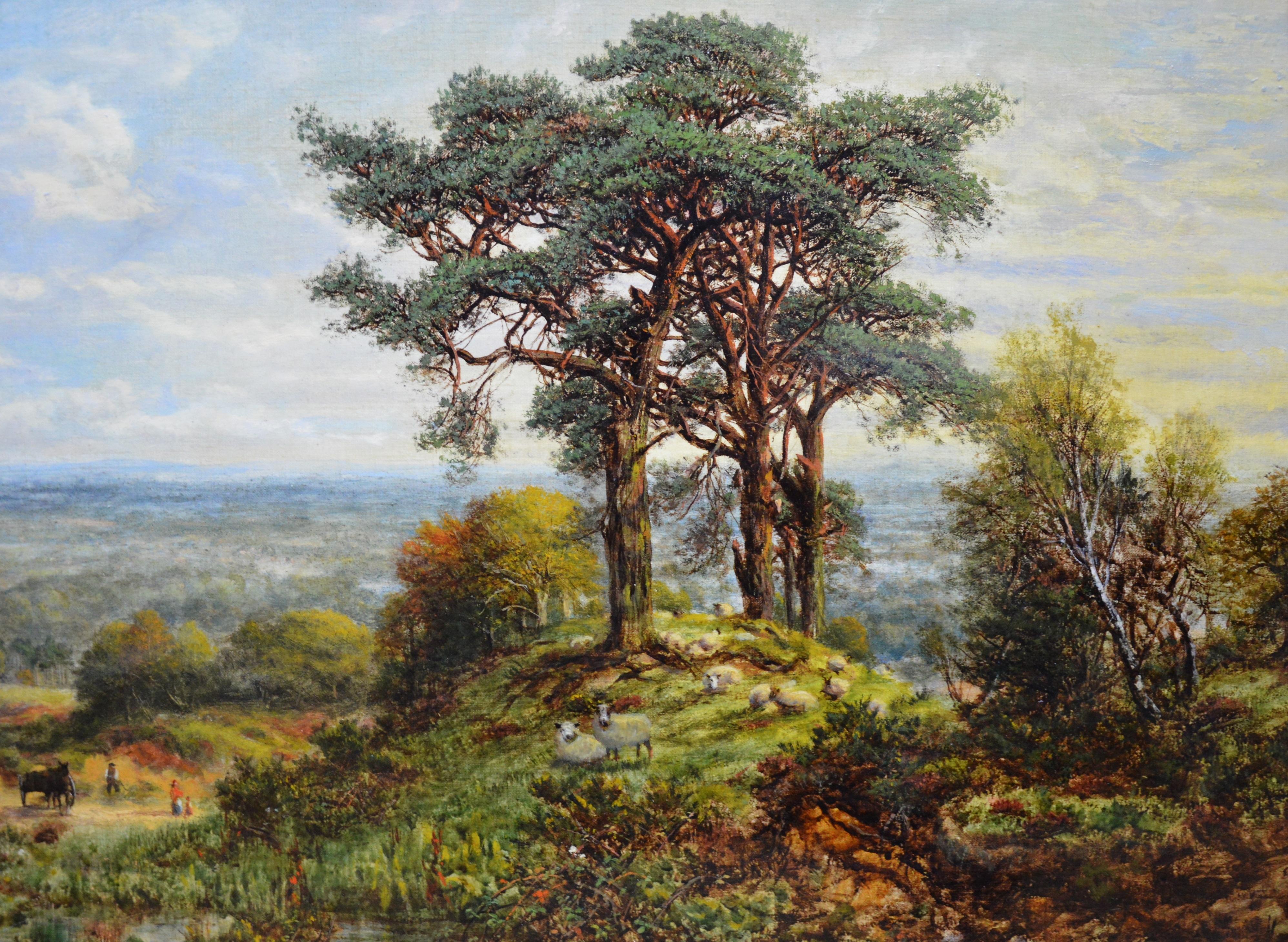 View from the Surrey Hills - 19th Century Victorian Landscape Oil Painting - Brown Landscape Painting by George William Mote