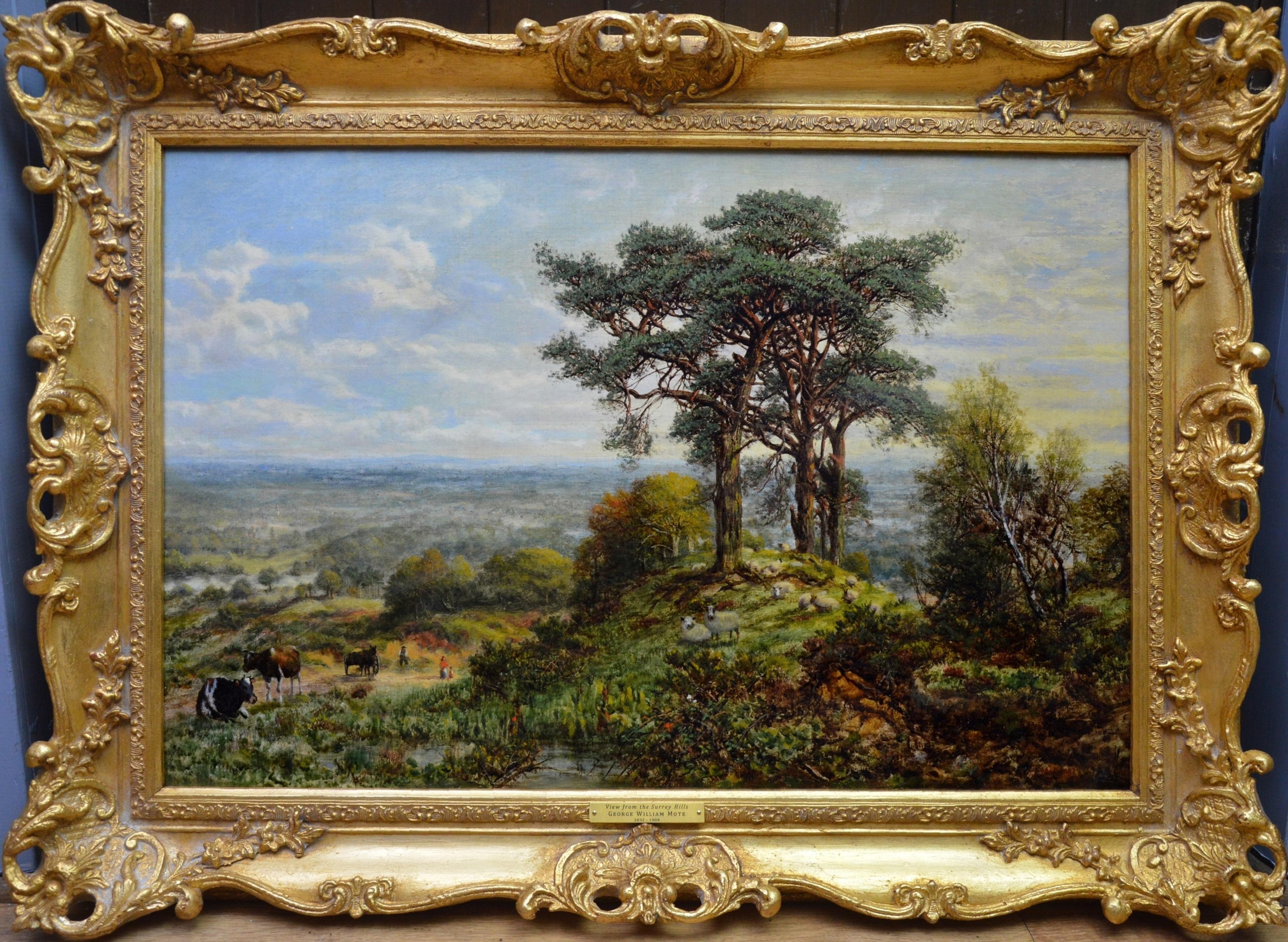 George William Mote Landscape Painting - View from the Surrey Hills - 19th Century Victorian Landscape Oil Painting