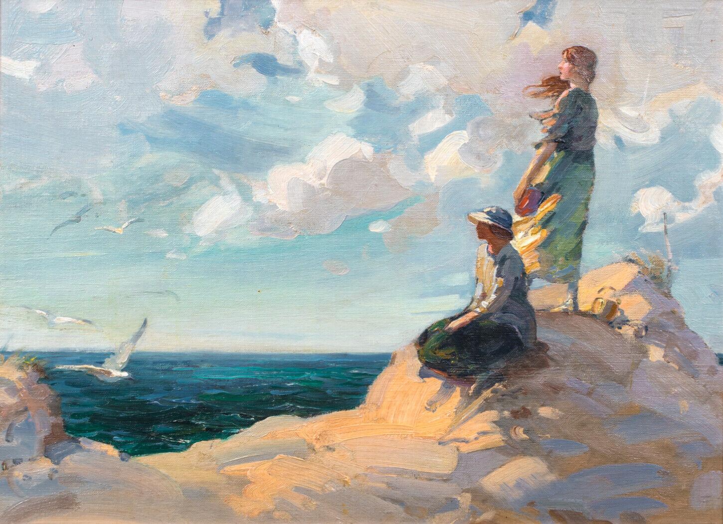 Two Women At The Beach, circa 1910 - Painting by George William RUSSELL 