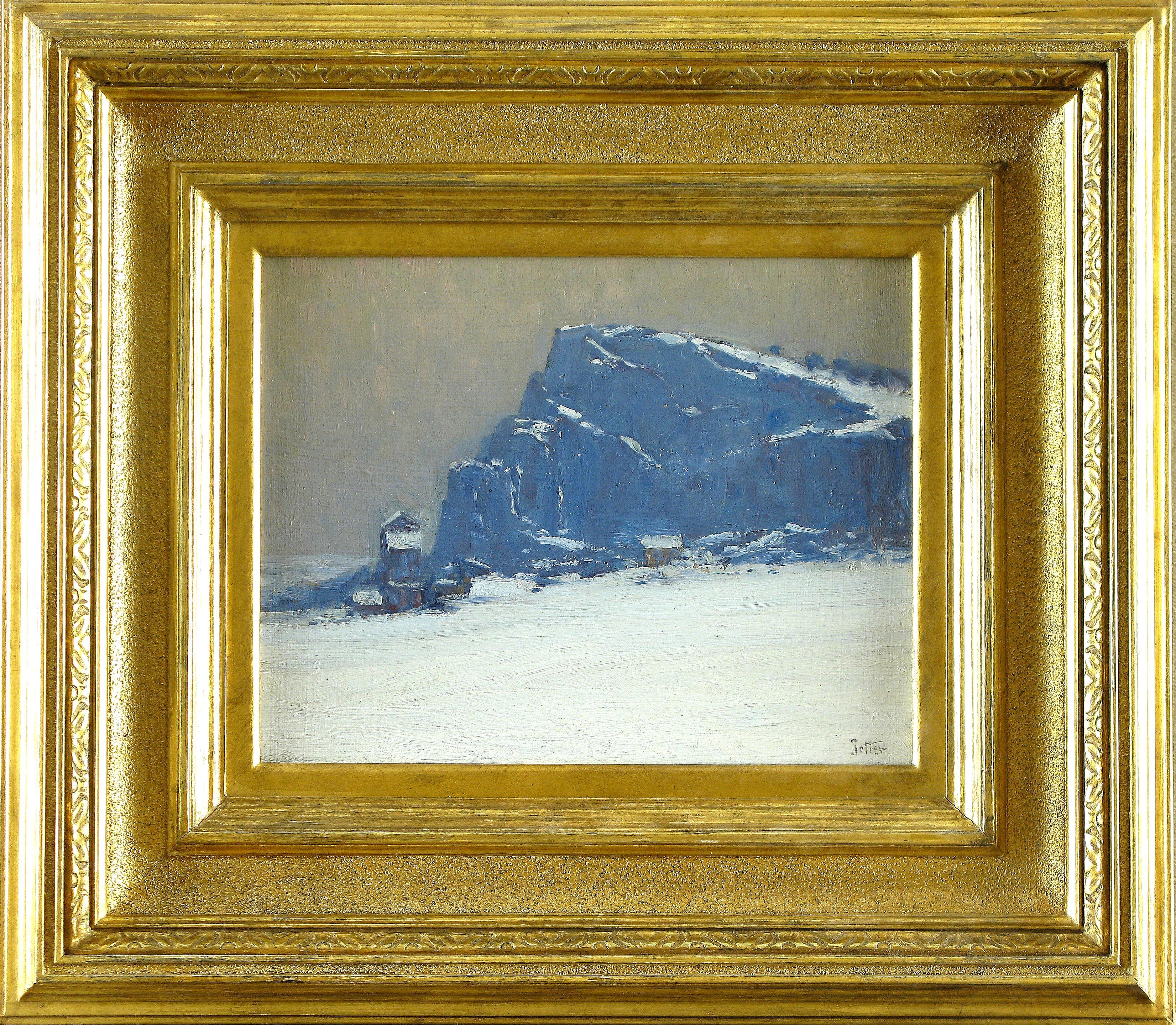 Winter Nocturne, Impressionist snow scene by George William Sotter (1879-1953) For Sale 1