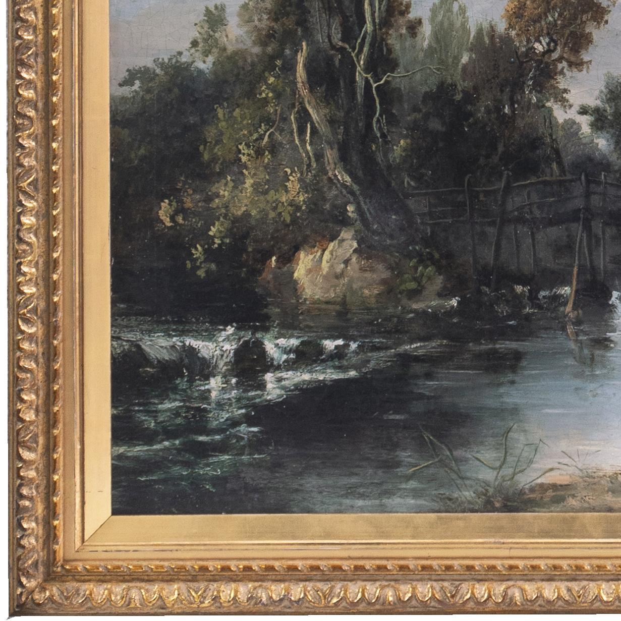 'Flusslandschaft mit Reiter', English School, Barbizon (Sonstige Kunststile), Painting, von George Williams