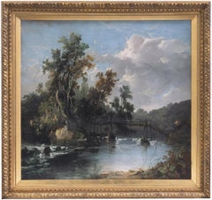 Paisaje fluvial con jinete', English School, Barbizon