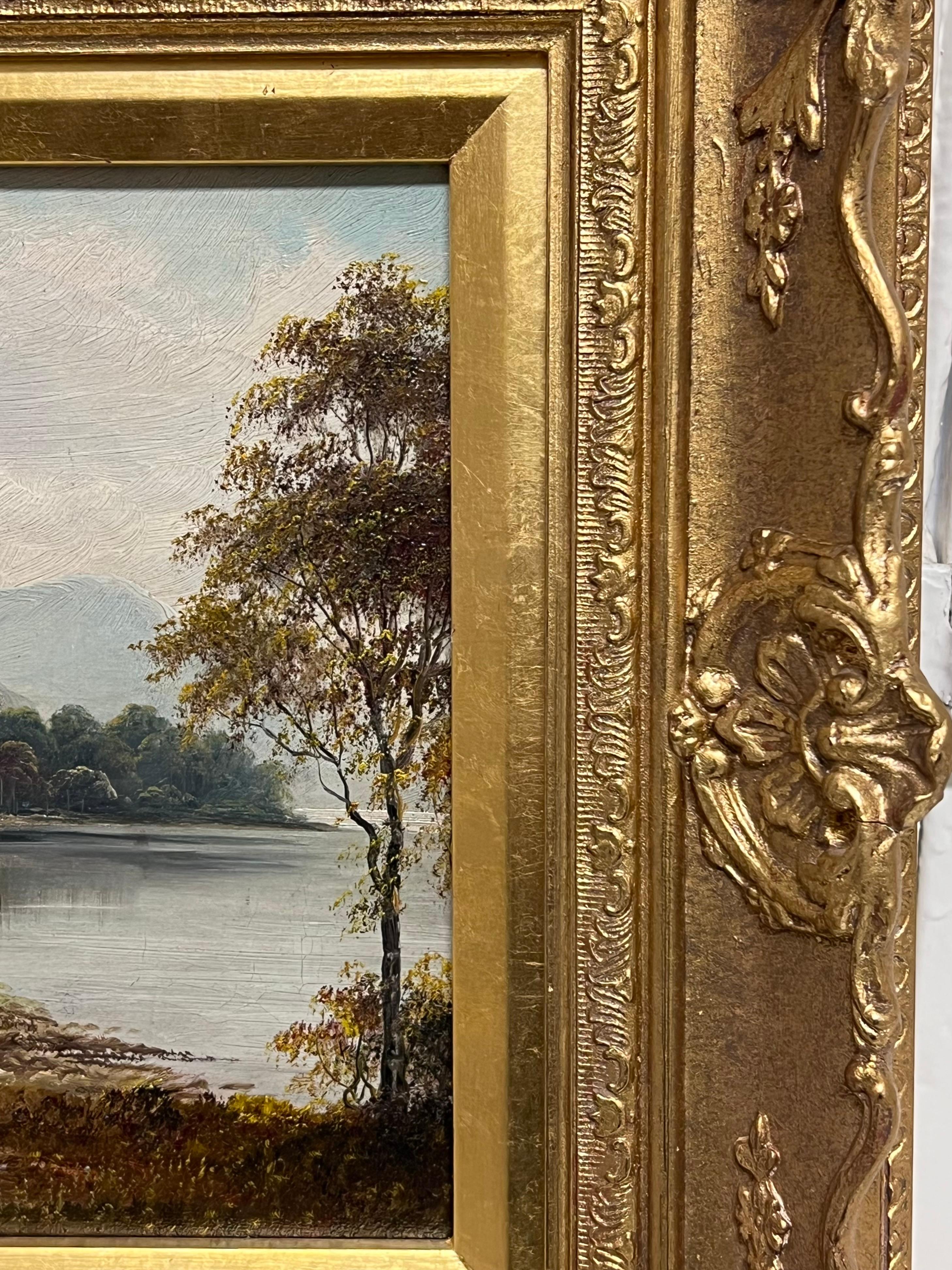 Feines antikes englisches Ölgemälde Figuren bewundern den englischen Lake District im Angebot 5