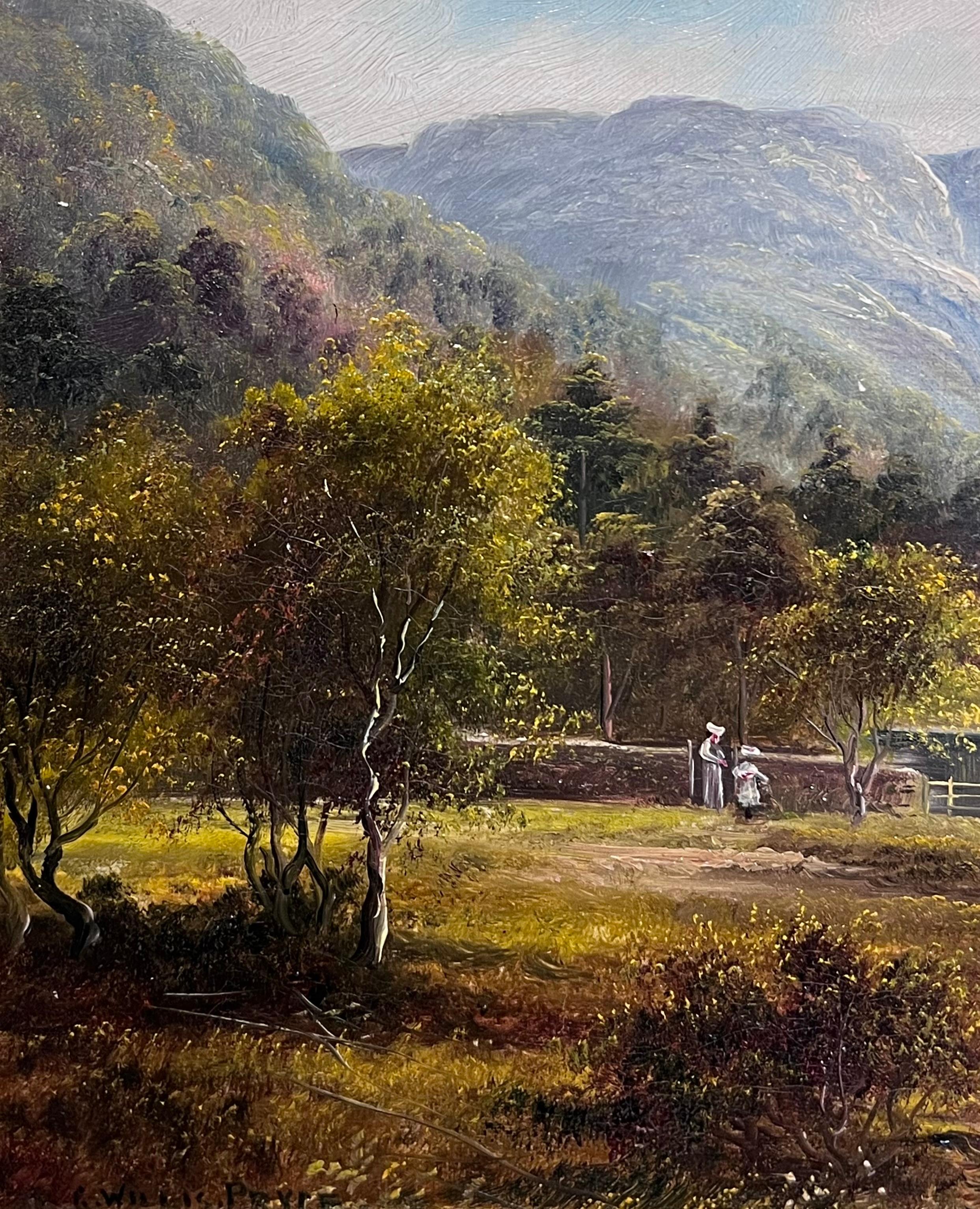 Feines antikes englisches Ölgemälde Figuren bewundern den englischen Lake District im Angebot 7