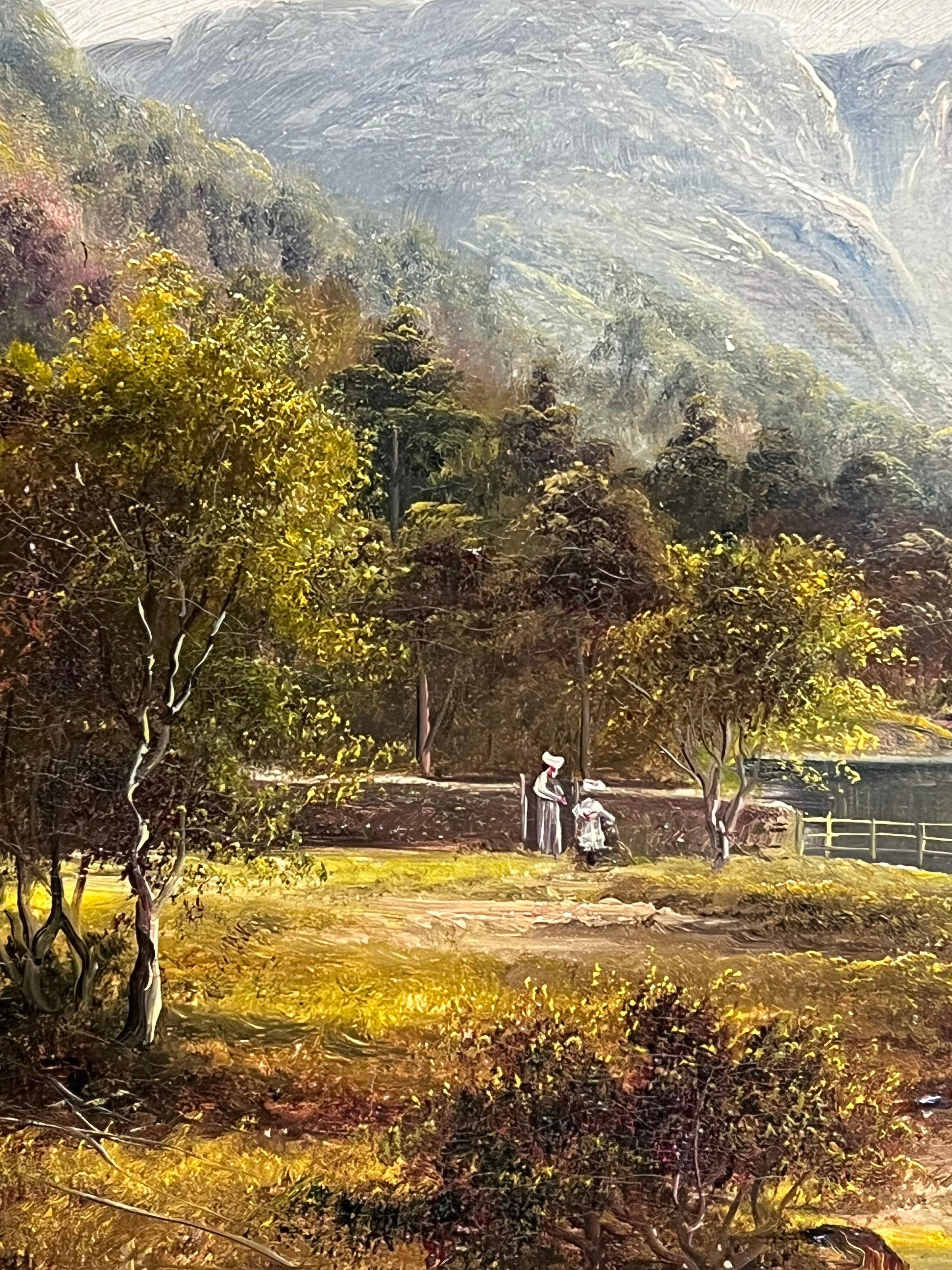Feines antikes englisches Ölgemälde Figuren bewundern den englischen Lake District (Englische Schule), Painting, von George Willis Pryce