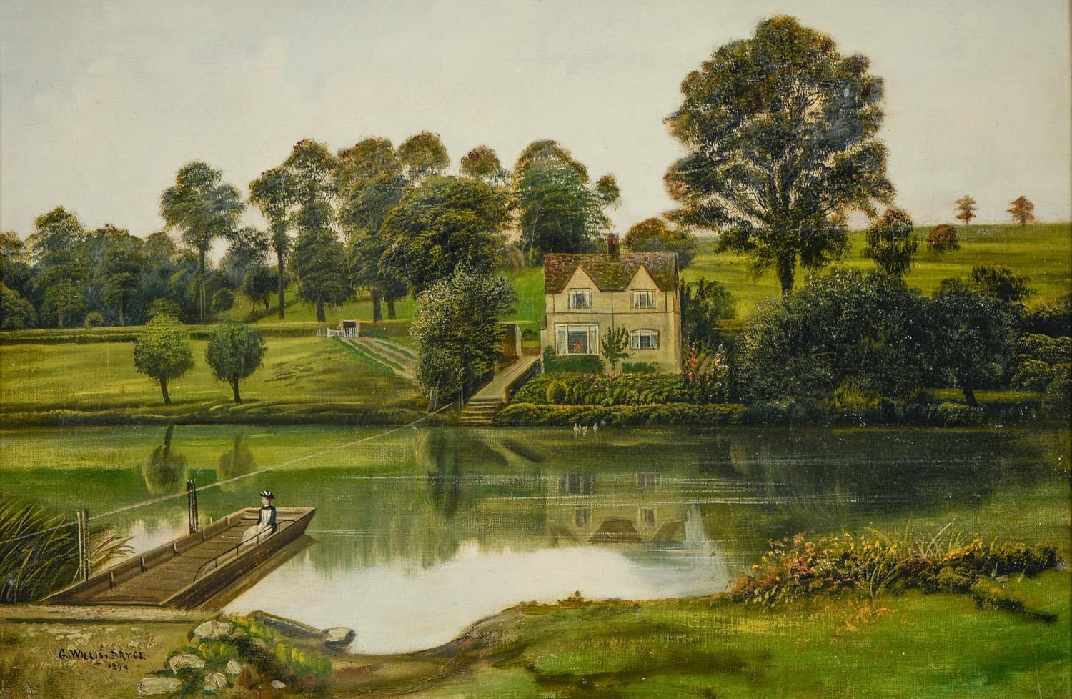 The Hampton Ferry, Evesham , Worcestershire, oil by George Willis Pryce  For Sale 1