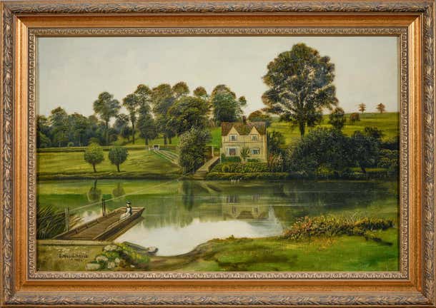 George Willis Pryce - The Hampton Ferry, Evesham , Worcestershire, oil ...