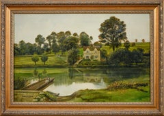 The Hampton Ferry, Evesham , Worcestershire, oil by George Willis Pryce 