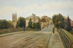 Workman Bridge,  Evesham, worcestershire, oil by George Willis Pryce