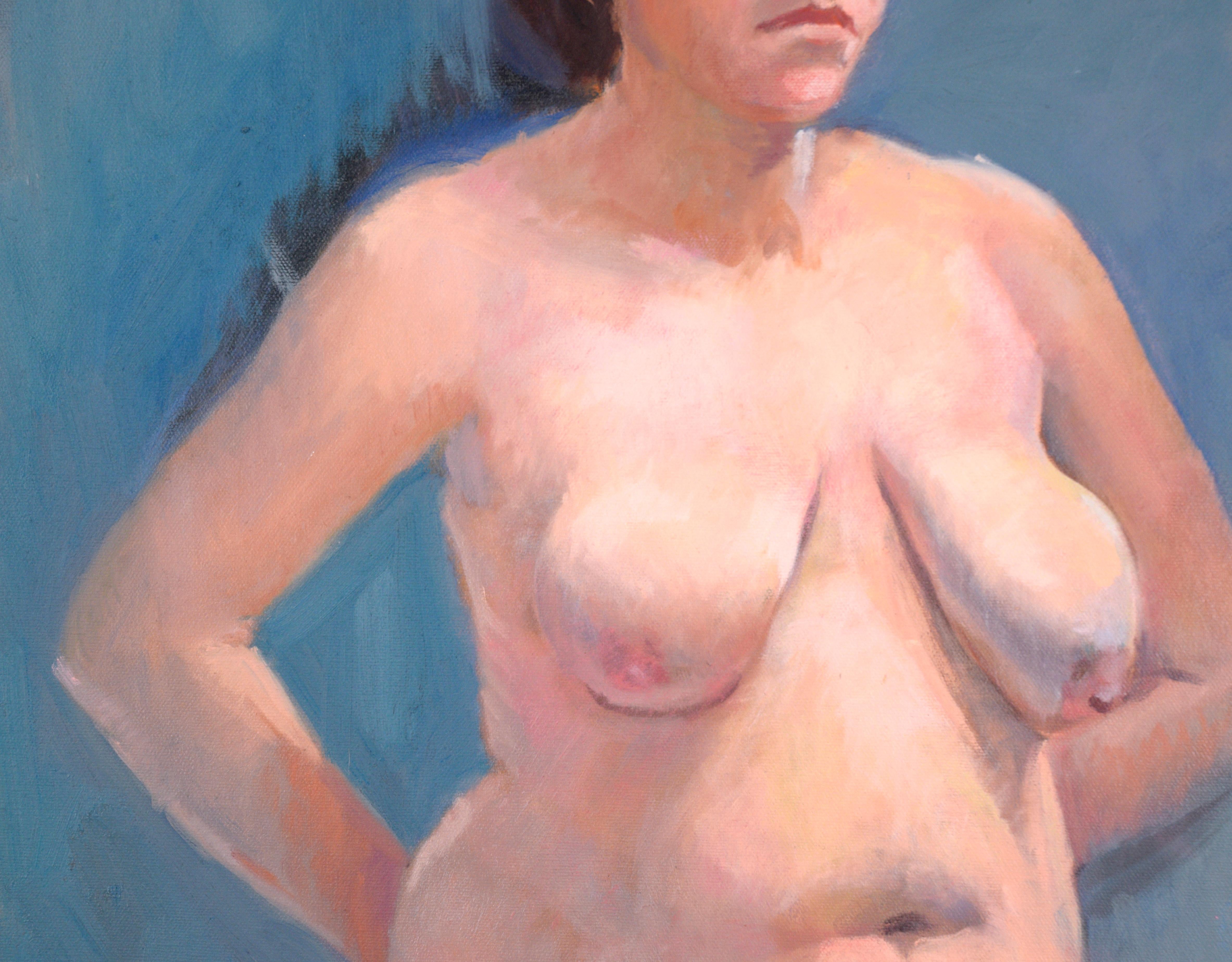 Nude with Brown Hair - American Impressionist Painting by George Wishon