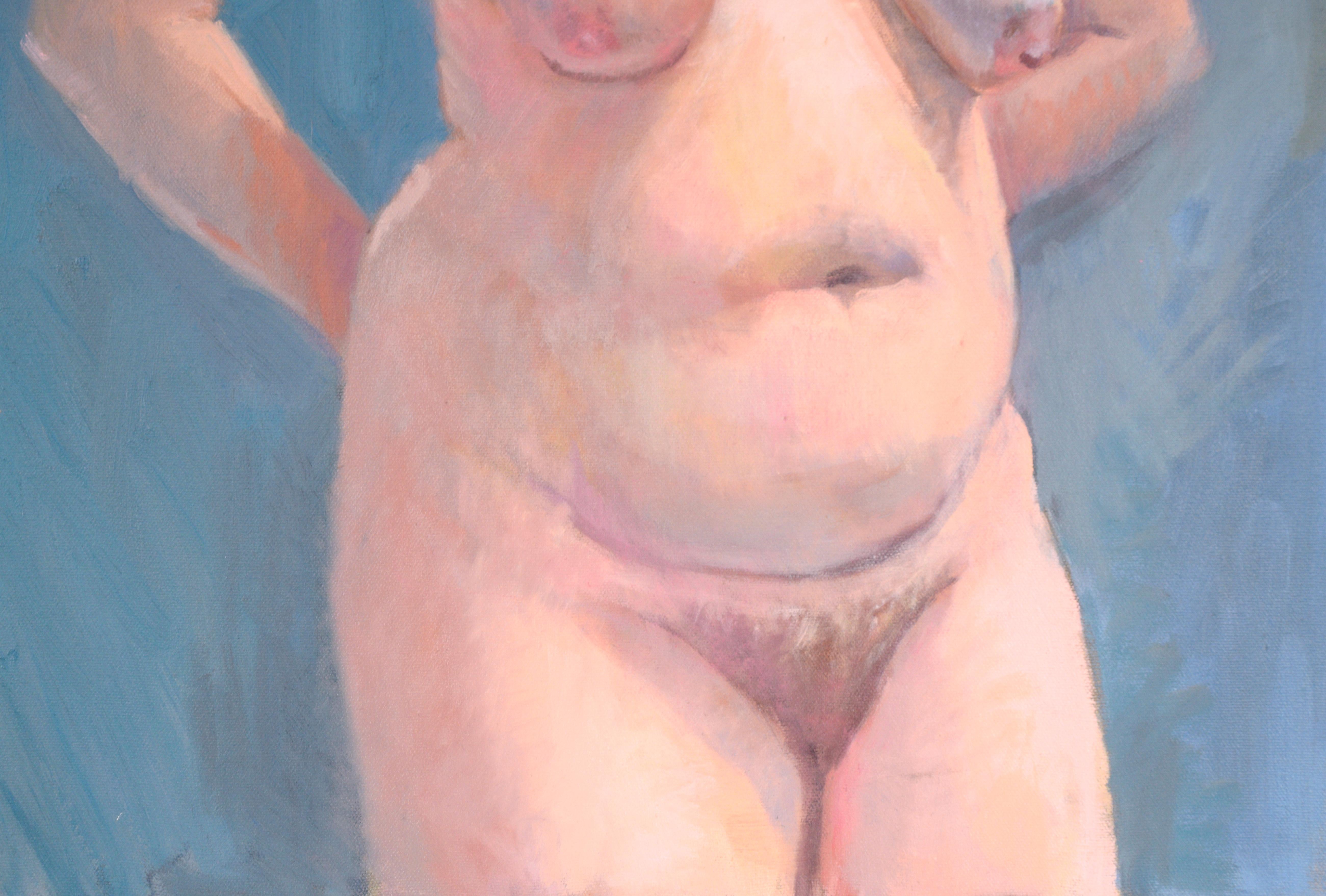 Nude with Brown Hair - Gray Figurative Painting by George Wishon