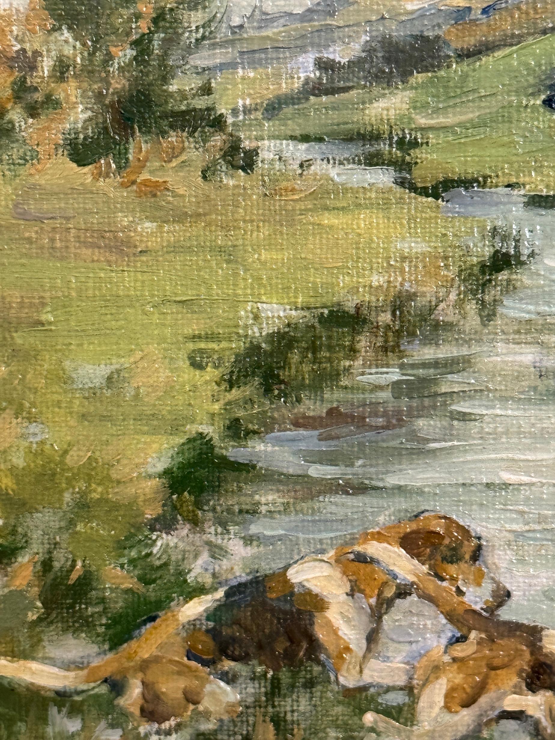 English Impressionist chasseur de renard avec chiens courants dans un vaste paysage britannique en vente 5
