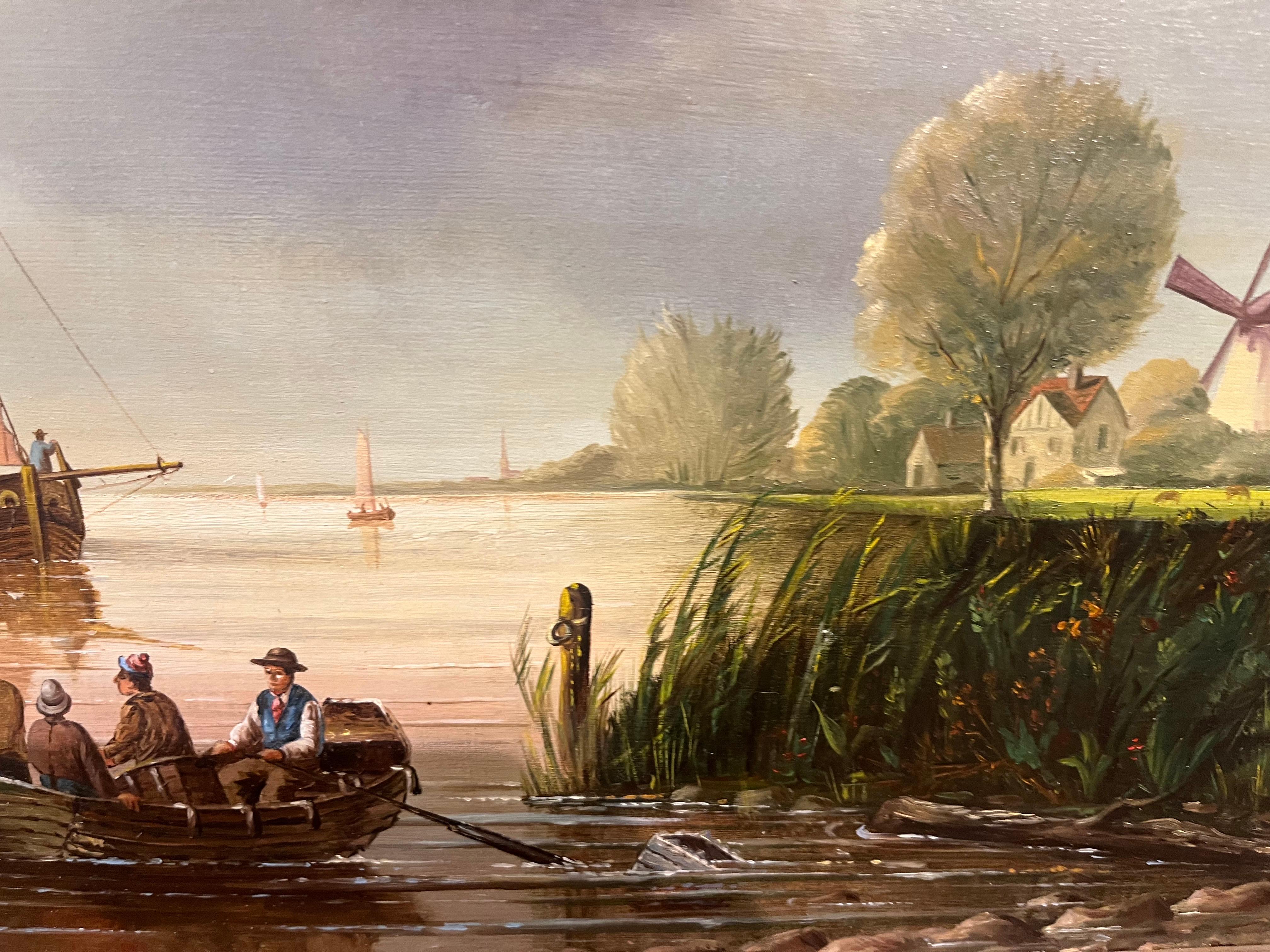 PEINTURE A L'HUILE D'ANCIEN MAITRE Haute qualité 19ème SIÈCLE Mers calmes Cadre doré en vente 10