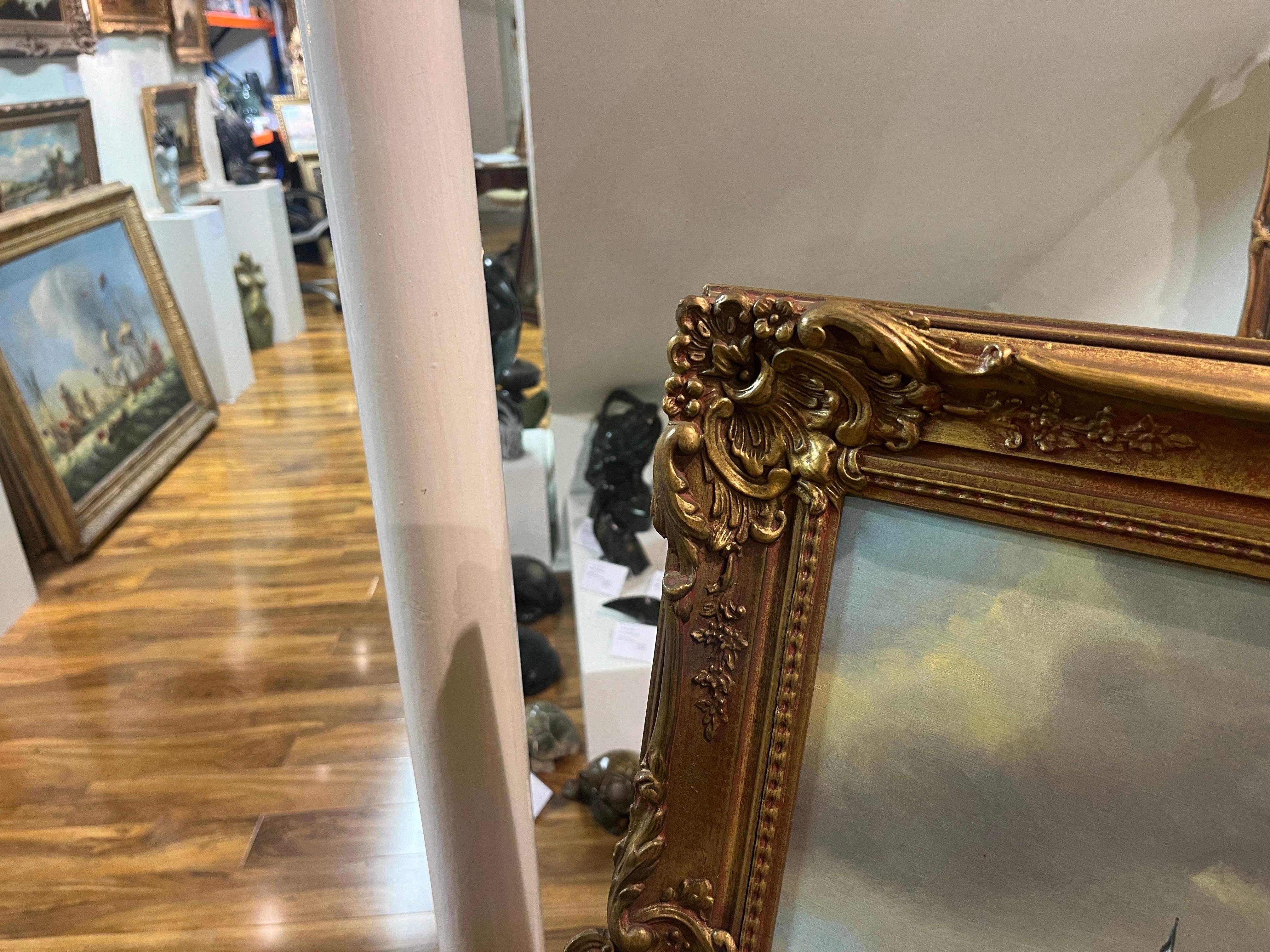 PEINTURE A L'HUILE D'ANCIEN MAITRE Haute qualité 19ème SIÈCLE Mers calmes Cadre doré en vente 11