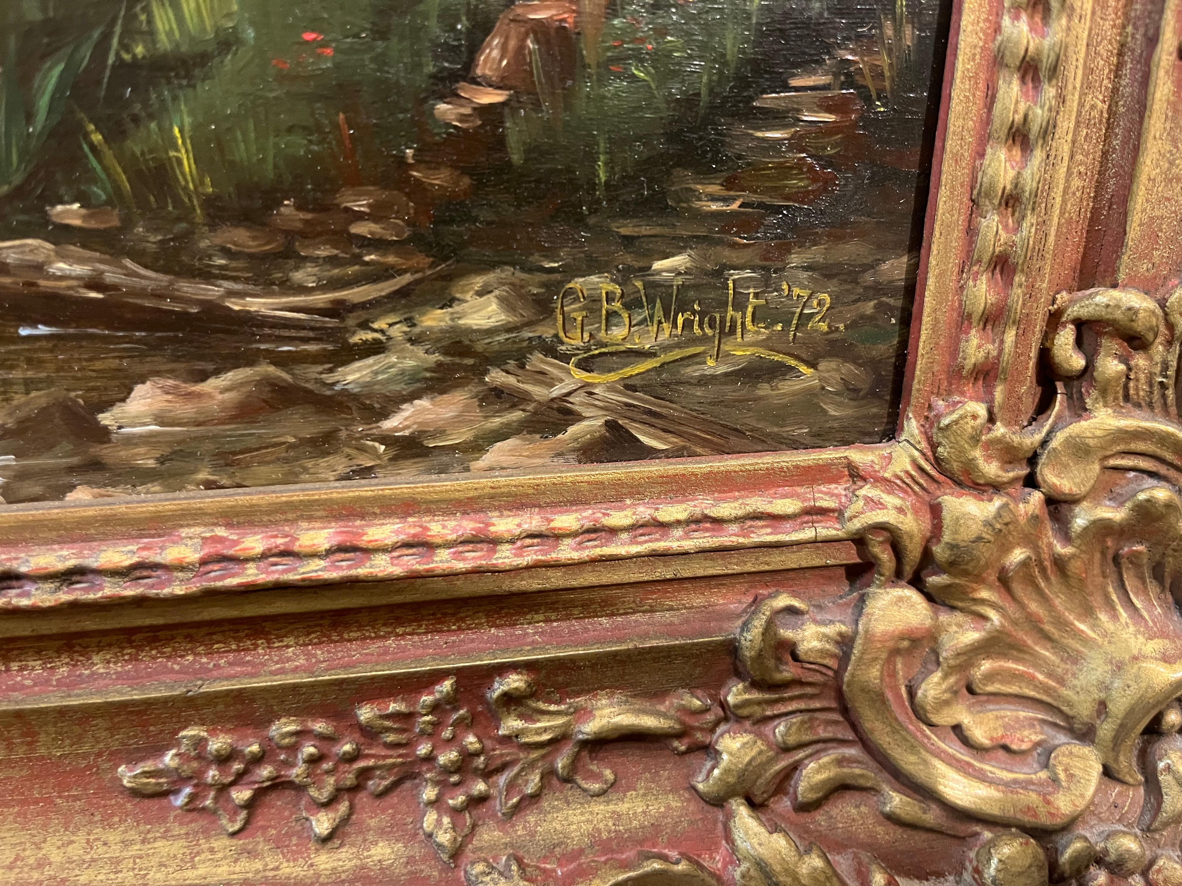 PEINTURE A L'HUILE D'ANCIEN MAITRE Haute qualité 19ème SIÈCLE Mers calmes Cadre doré - Painting de George Wright 