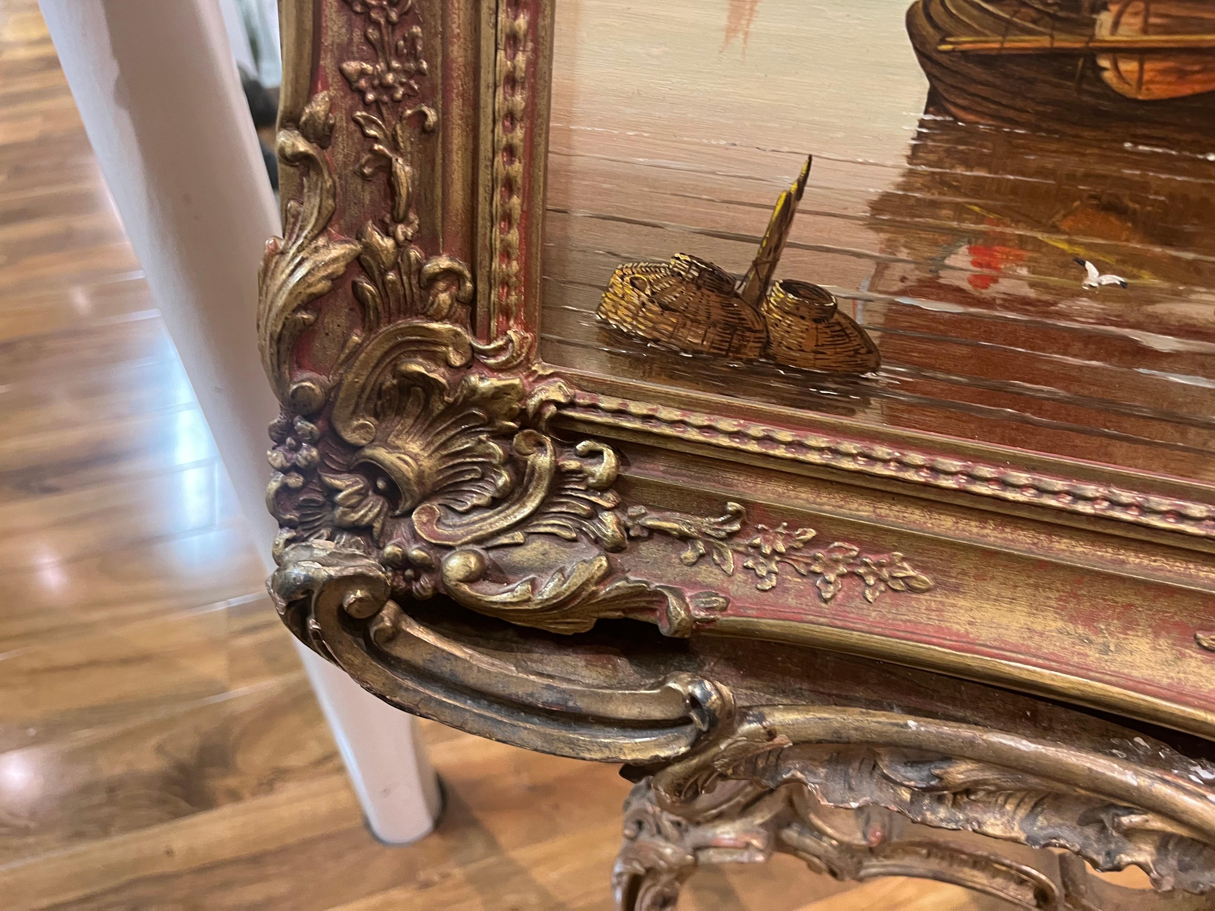 PEINTURE A L'HUILE D'ANCIEN MAITRE Haute qualité 19ème SIÈCLE Mers calmes Cadre doré - Réalisme Painting par George Wright 