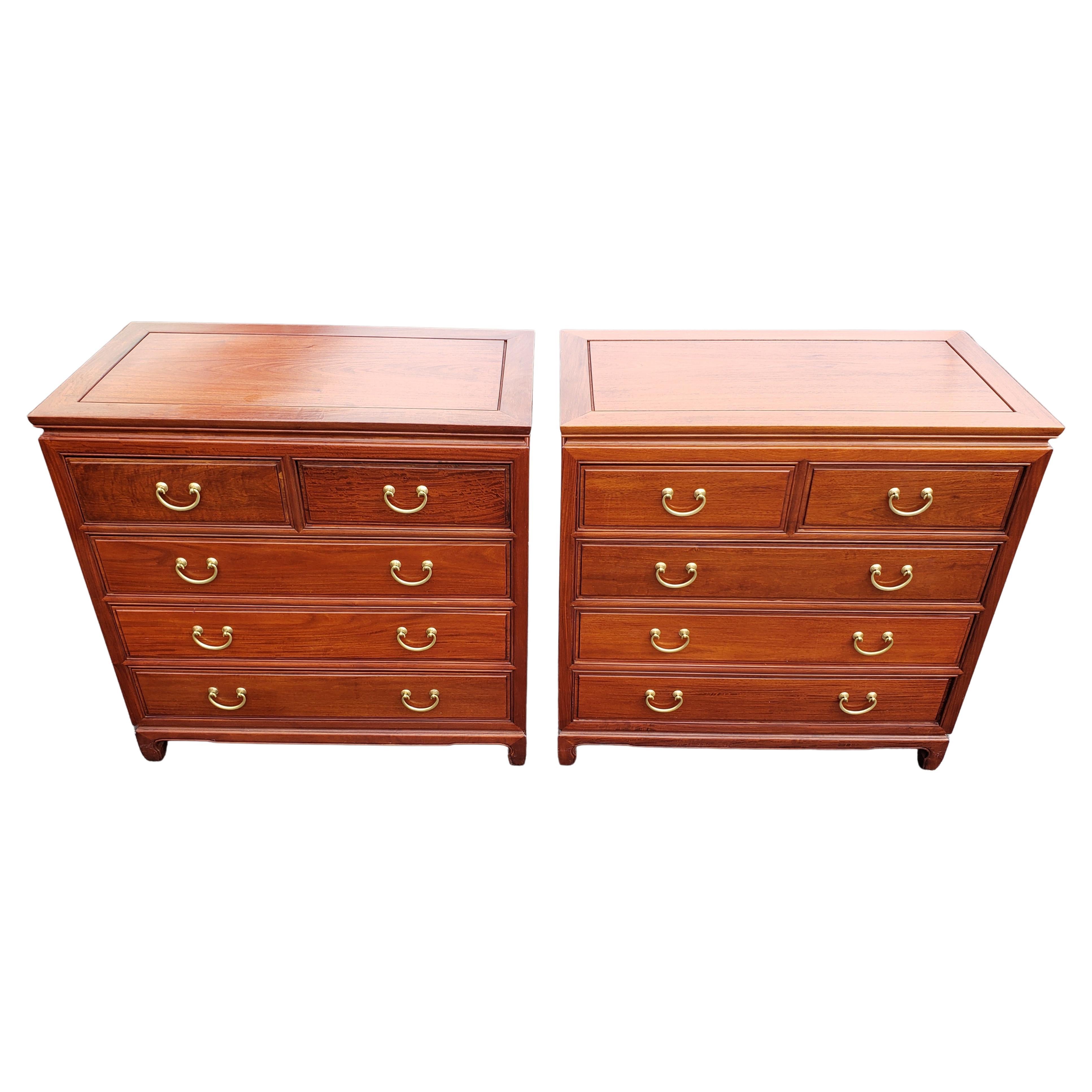 Perfectly handcrafted George Zee Asian American Chippendale Rosewood Chest of Drawers. 5 dovetailed rosewood drawers finished inside out sliding perfectly. Very good vintage condition with very few signs of previous use. Heavy Chinese Chippendale