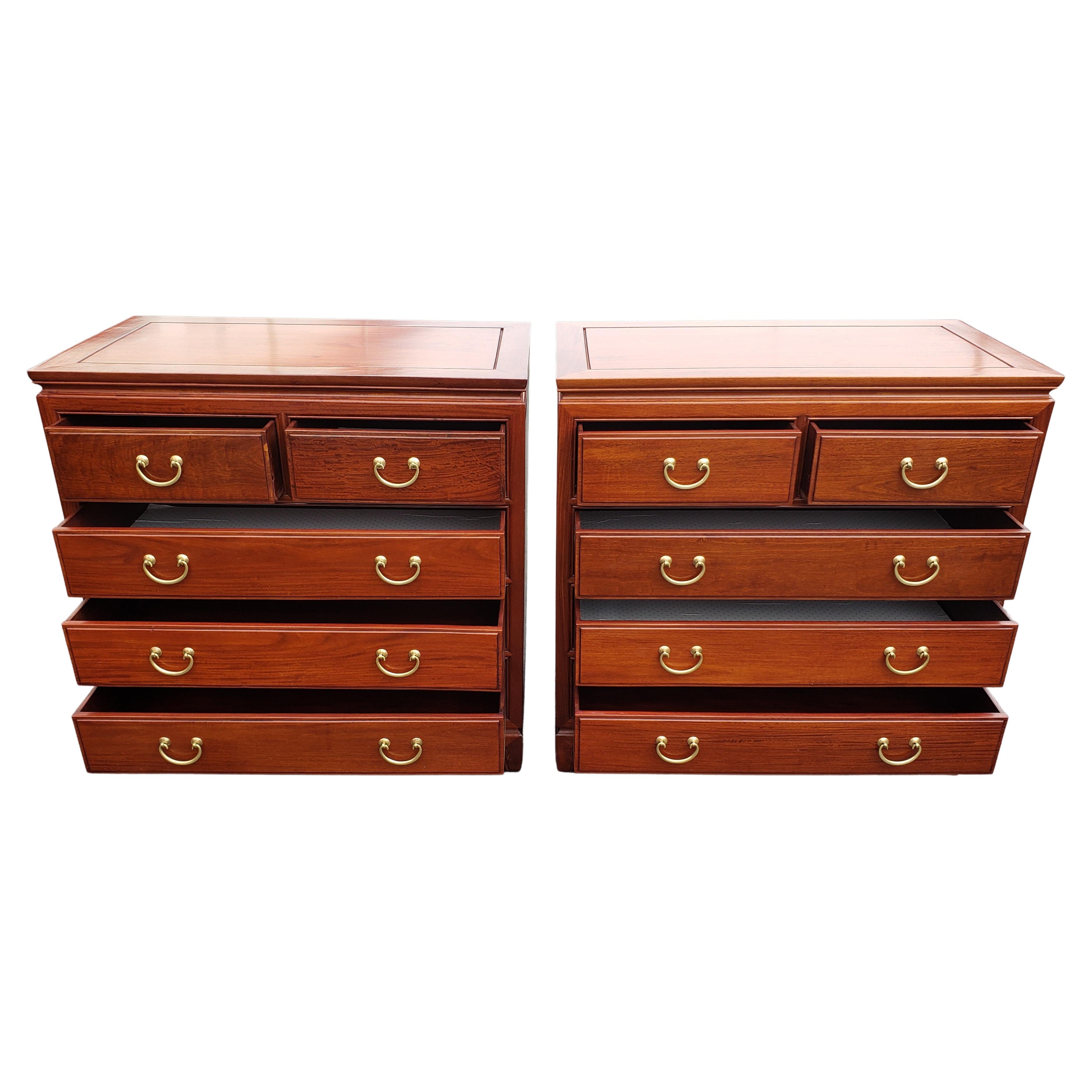 Hong Kong George Zee Asian American Chippendale Rosewood Chest of Drawers For Sale