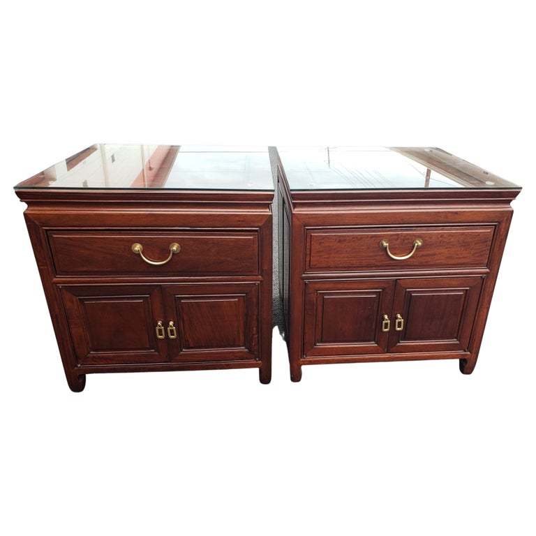 Zee Asian American Rosewood Chippendale Side Tables, circa 1960s