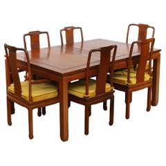 George Zee & Co. Anglo-Chinese Teak Extendable Dining Table & 8 Chairs Set