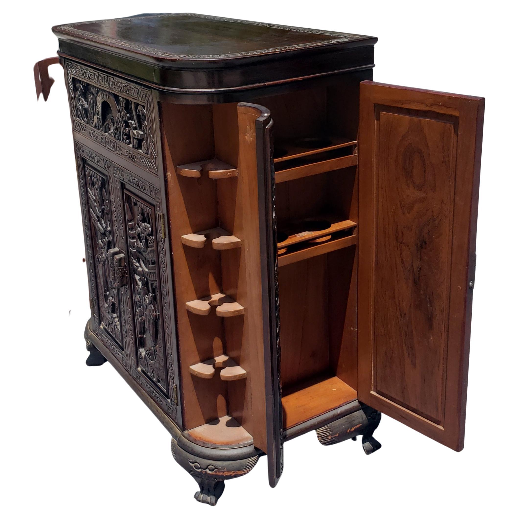 chinese carved bar cabinet