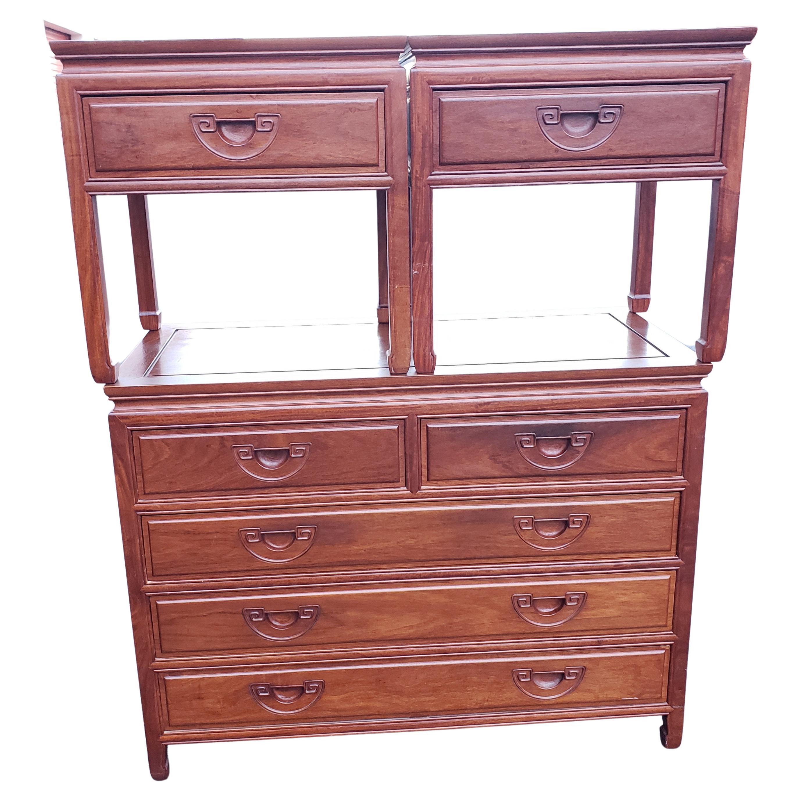 George Zee Rosewood Hand Crafted Chest of Drawers and Side Tables, a Set