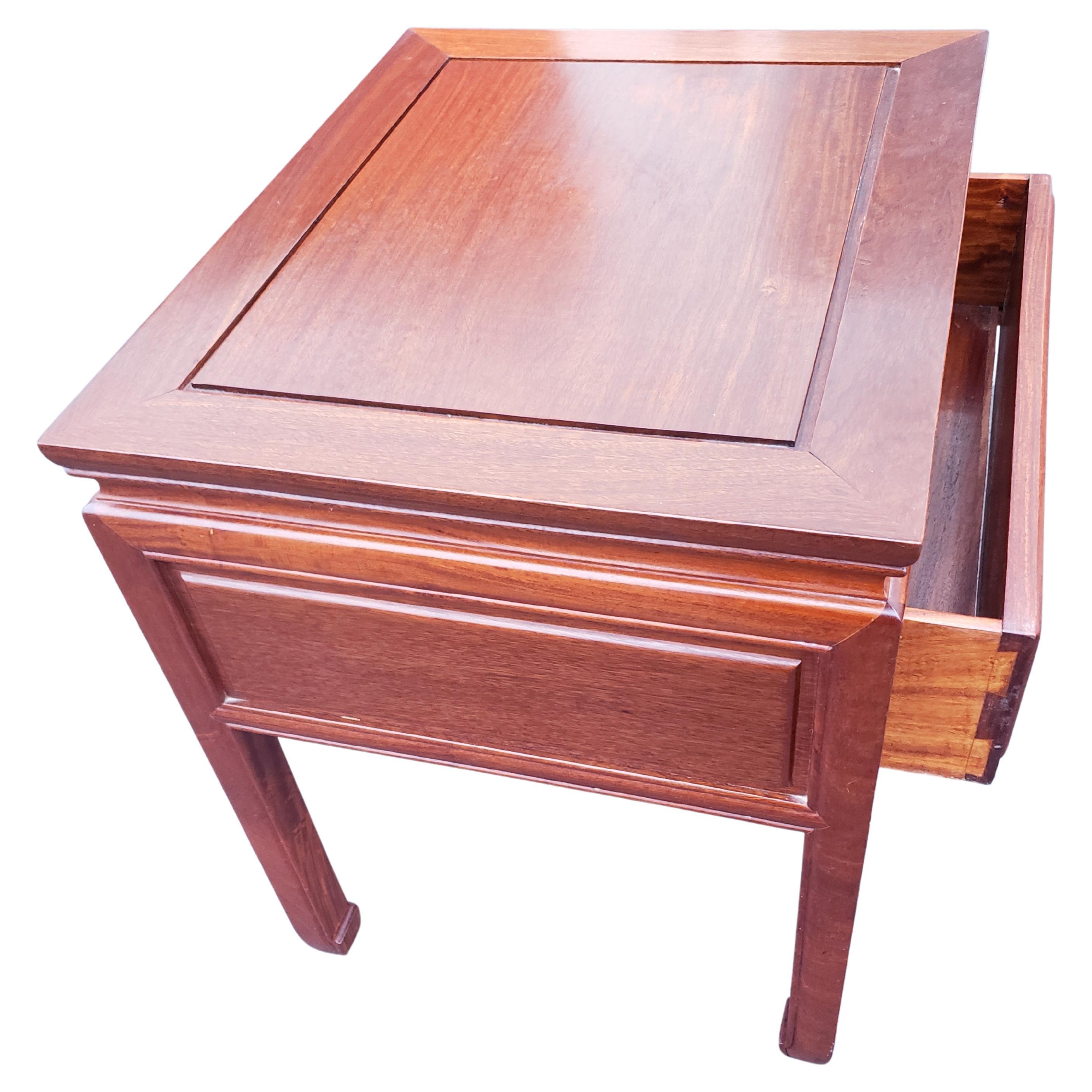 20th Century George Zee Rosewood Hand Crafted Side Tables W Integrated Carved Handles, a Pair
