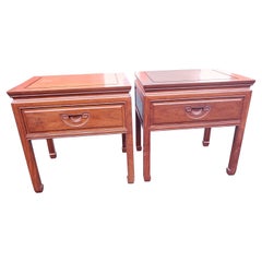 George Zee Rosewood Hand Crafted Side Tables W Integrated Carved Handles, a Pair